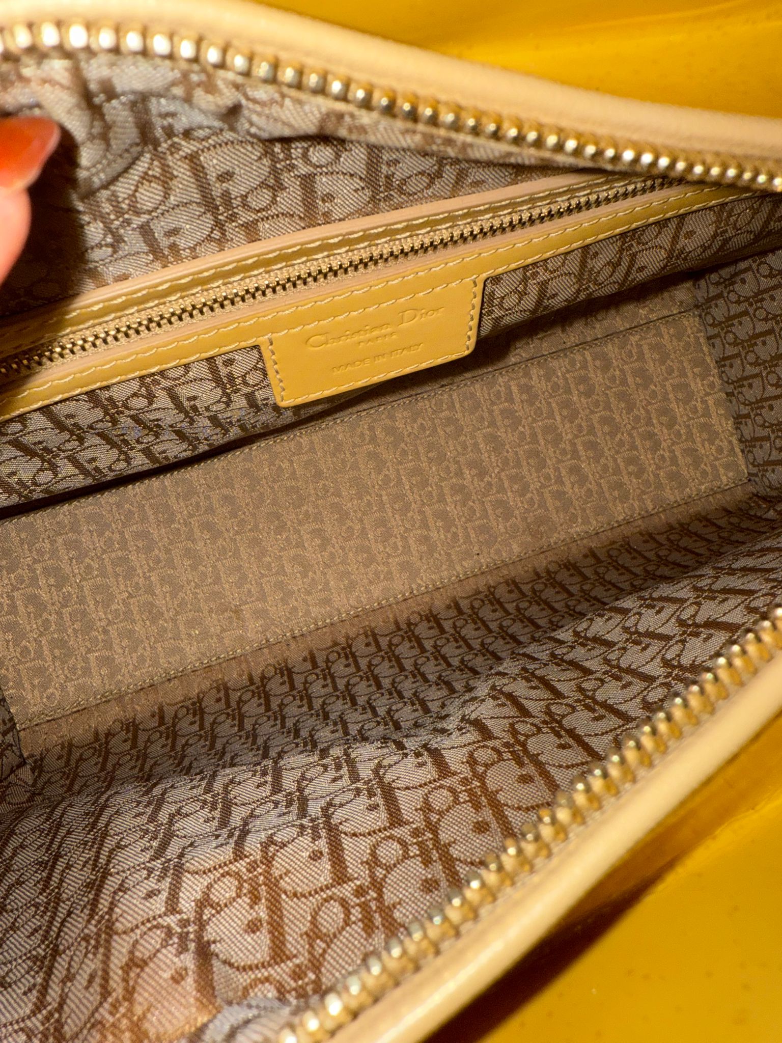 LADY DIOR LARGE YELLOW PATENT CANNAGE SHW