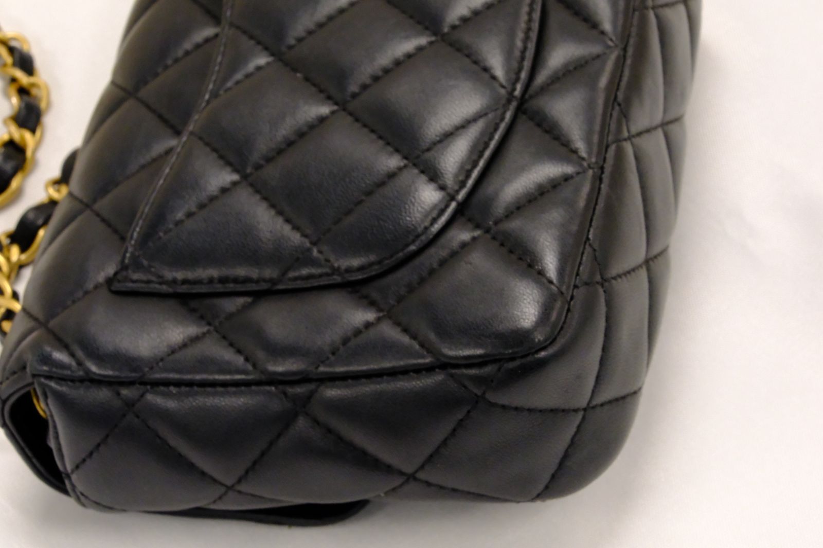 CHANEL 23C BLACK MINI SQUARE LAMSKIN CHARM COIN