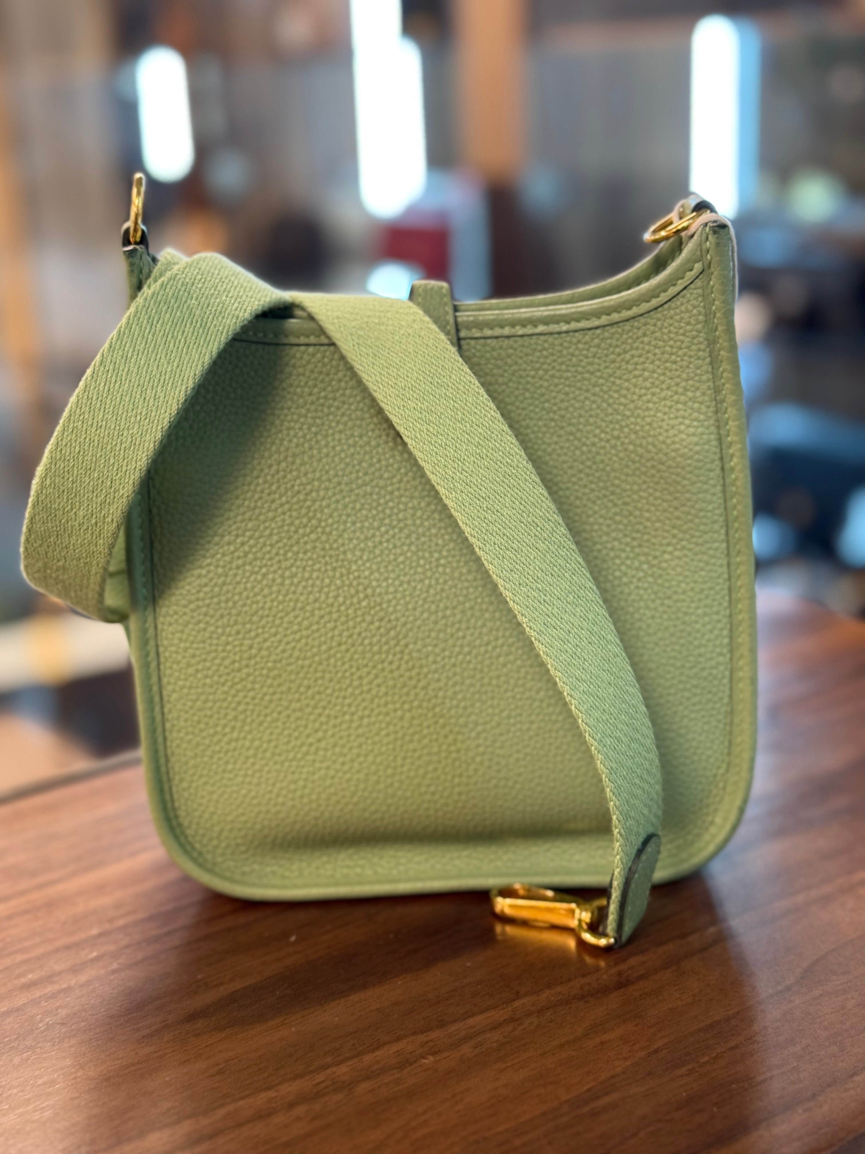 HERMES MINI EVELYN VERT CRIQUET MAURCIE GHW