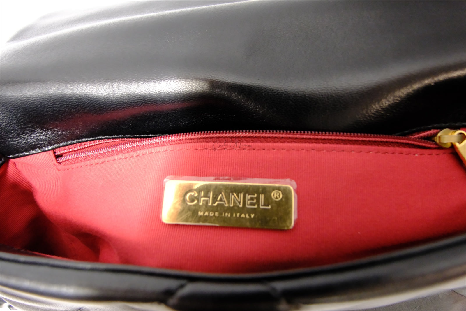 CHANEL C19 SMALL BLACK LAMSKIN