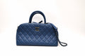 Chanel Quilted Bowling Bag Blue Caviar Leather Rhw