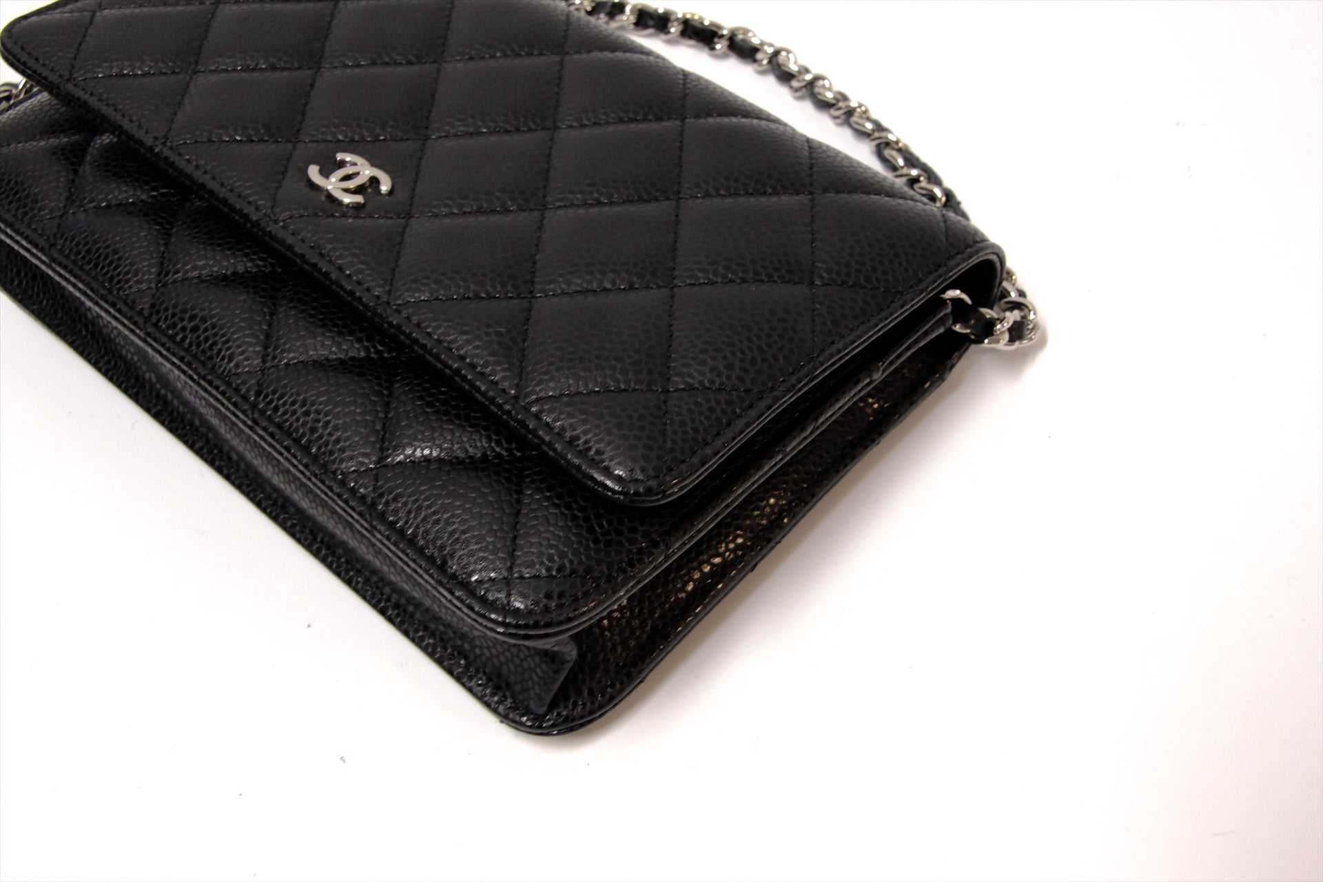 CHANEL  BLACK WALLET ON CHAIN CAVIAR SHW
