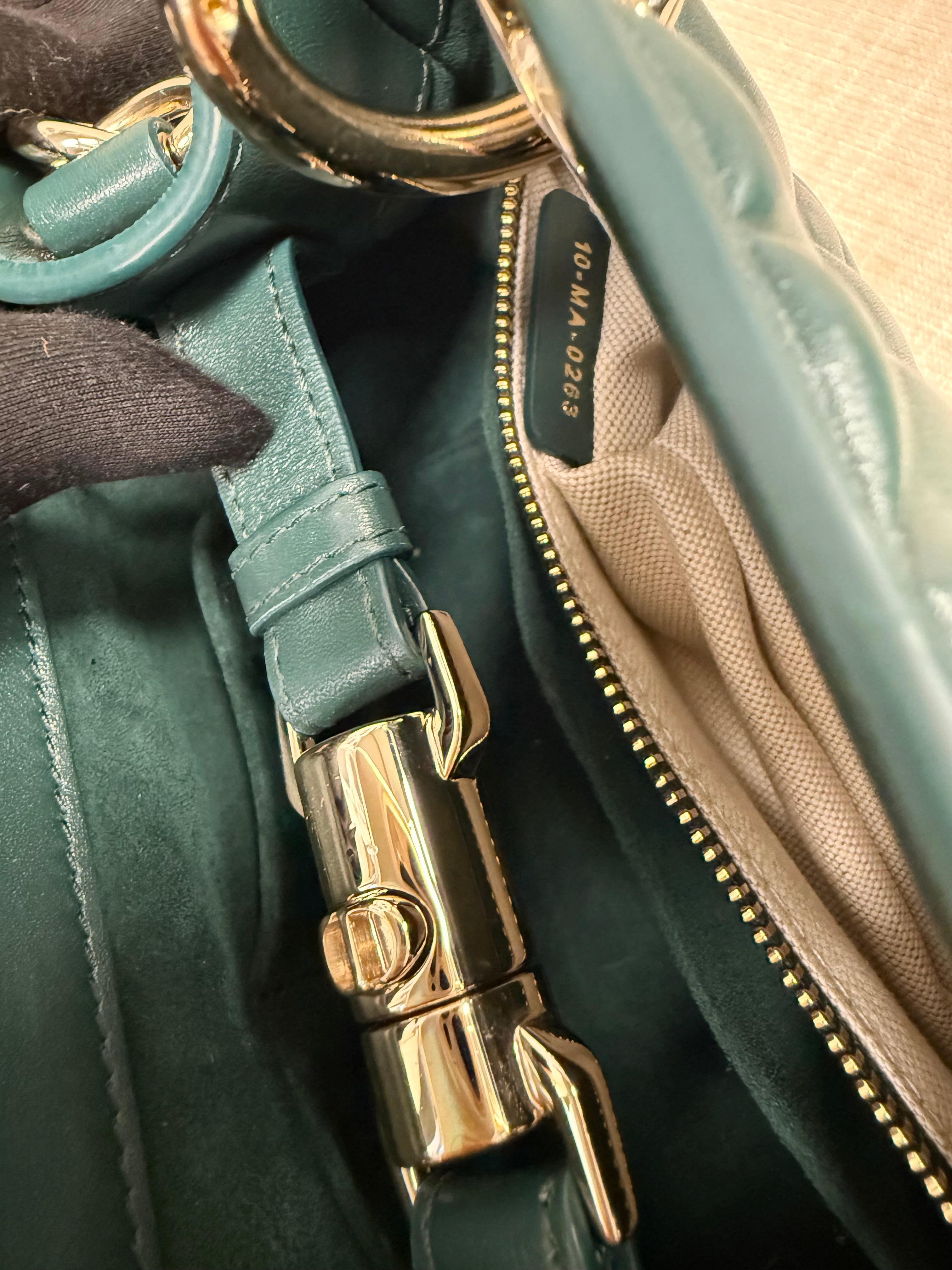 DIOR LADY 95.22 BAG CANNAGE  SMALL DARK GREEN