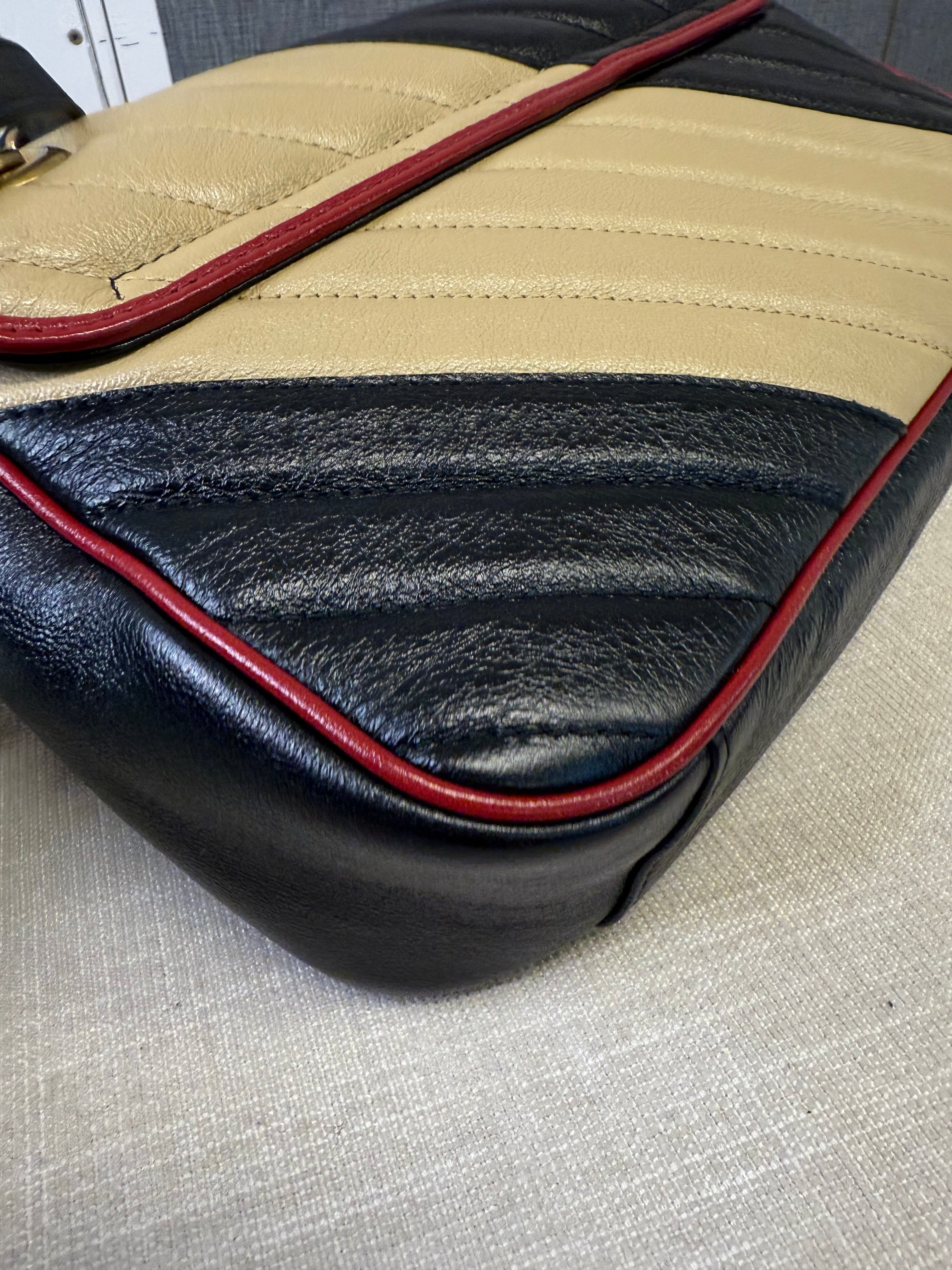 GUCCI SMALL MARMONT COLOUR BLOCK LEATHER   GHW
