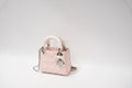 LADY DIOR MINI TWO TONE SOUPIR PINK AND LATTE LAMSKIN CANNAGE Lambskin,