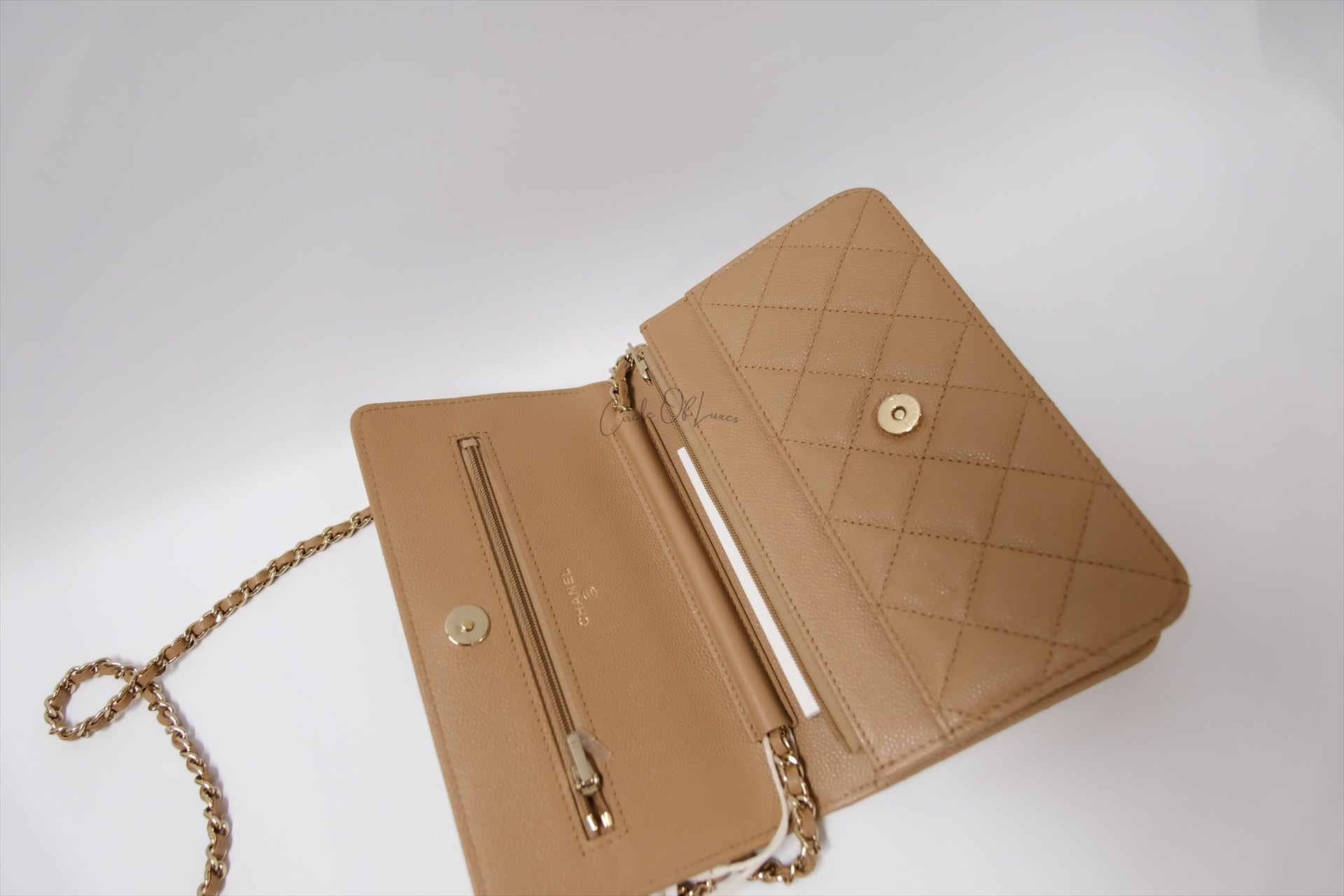 CHANEL WALLET ON CHAIN BEIGE CAVIAR GHW