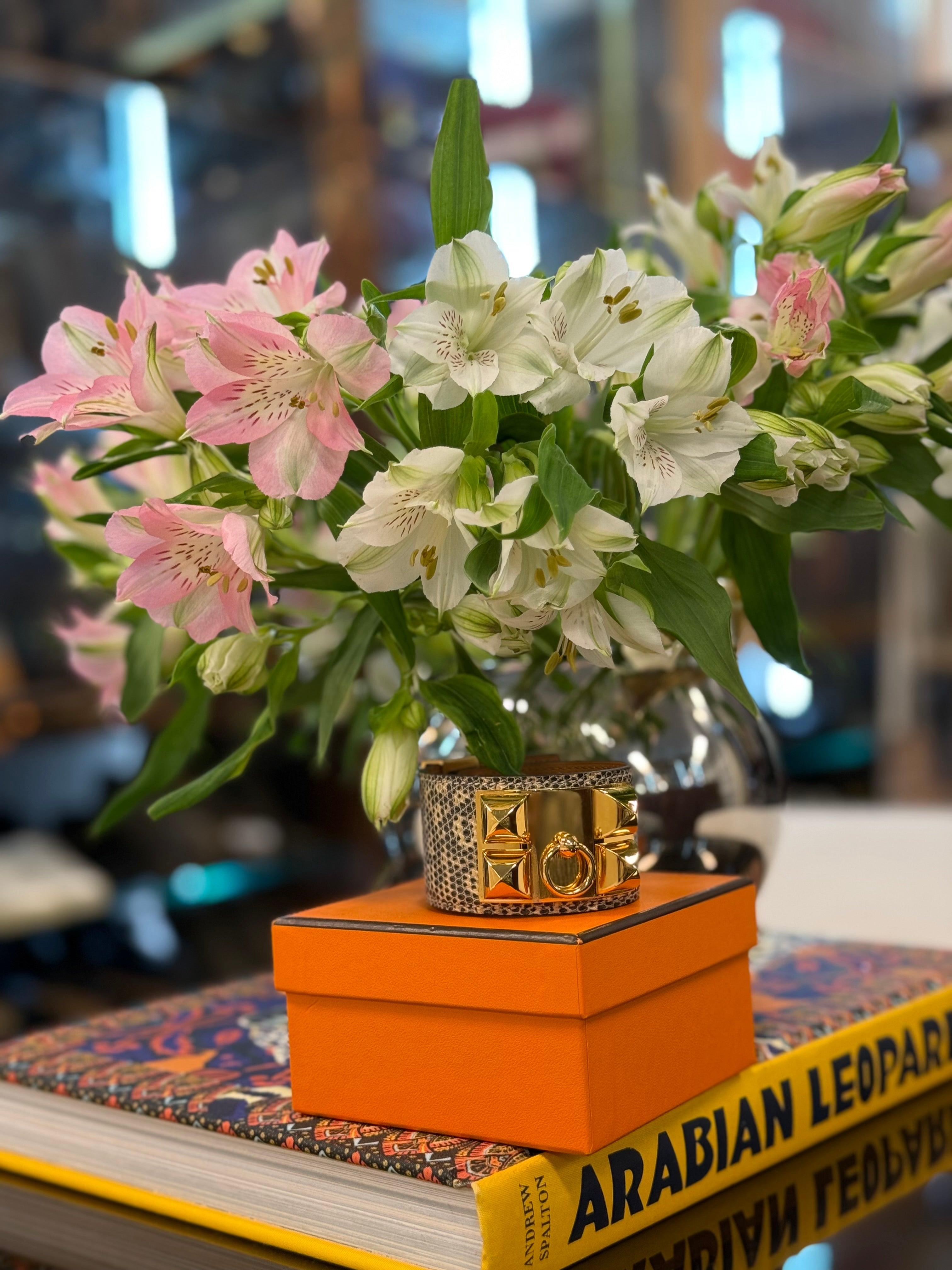 HERMES CDC LIZARD BRACLET GHW STAMP Y SIZE T3