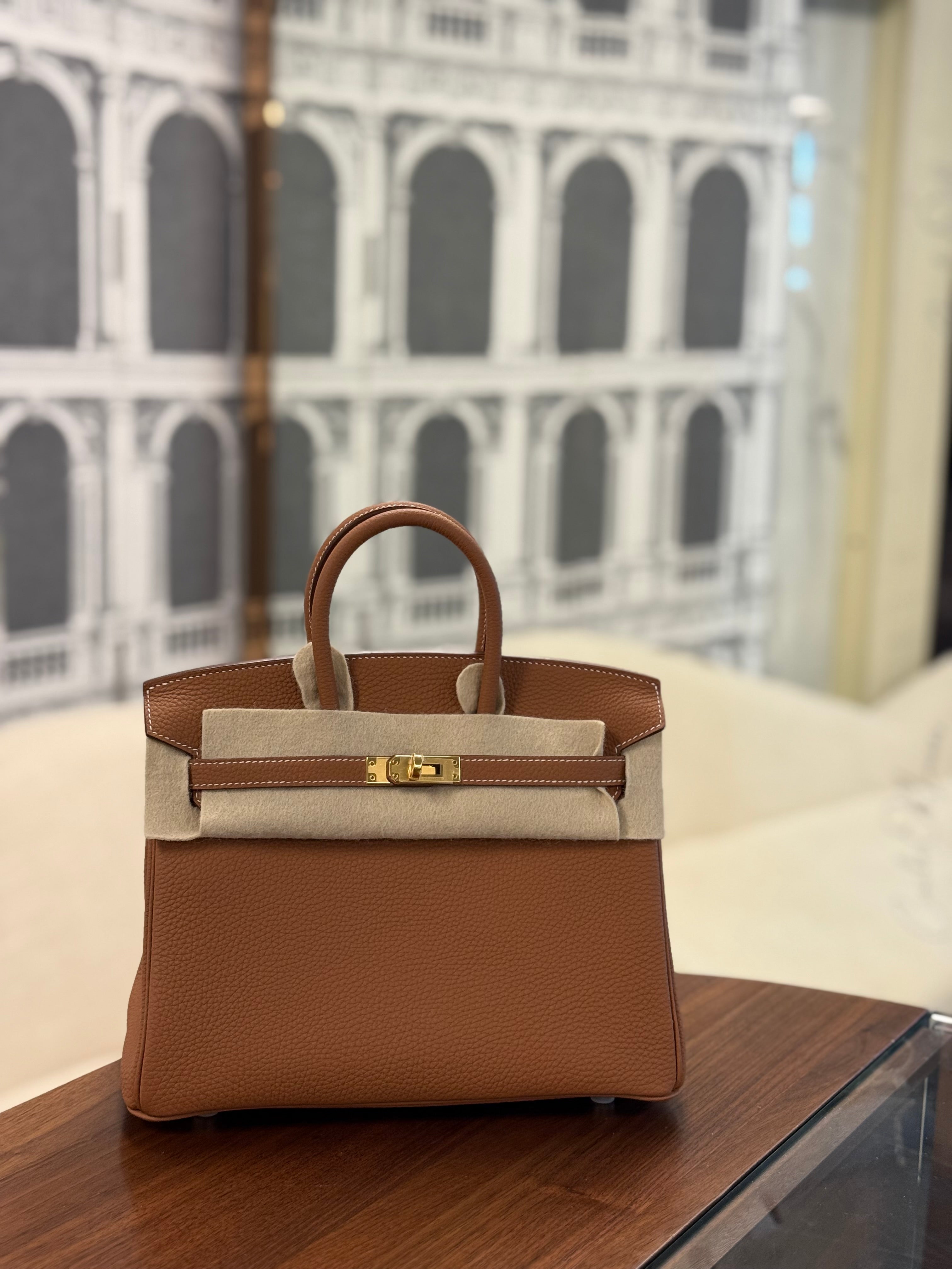 HERMES BIRKIN 25 GOLD ON GOLD TO GO STAMP U