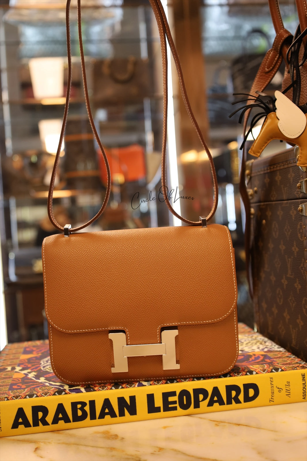 HERMES MINI CONSTANCE GOLD EPSOM PHW STAMP W