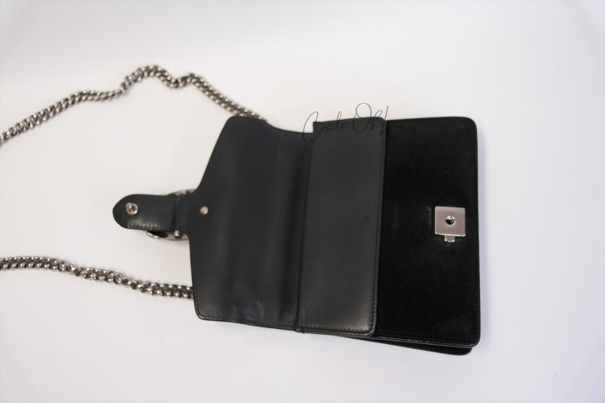 GUCCI Dionysus Mini Chain Bag  Black suede