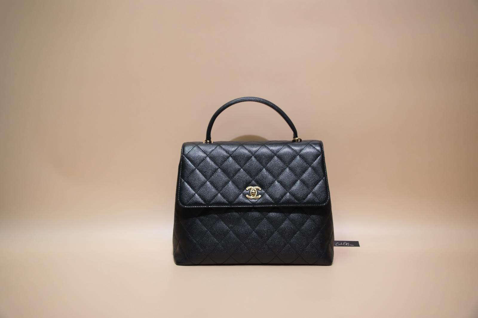 CHANEL KELLY VINTAGE BLACK QUILTED CAVIAR GHW