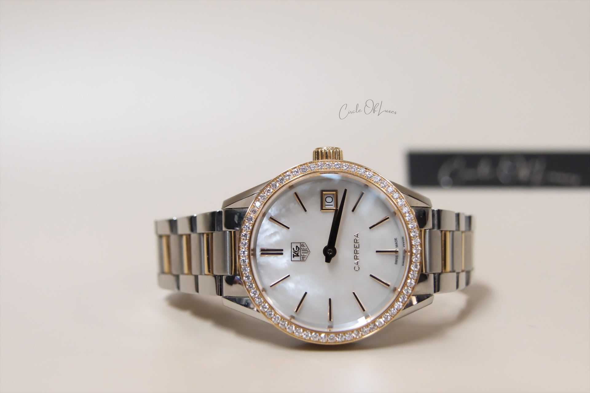 TAGHEUER 32mm CARRERA TWO TONE DIAMONDS BEZELS MOP