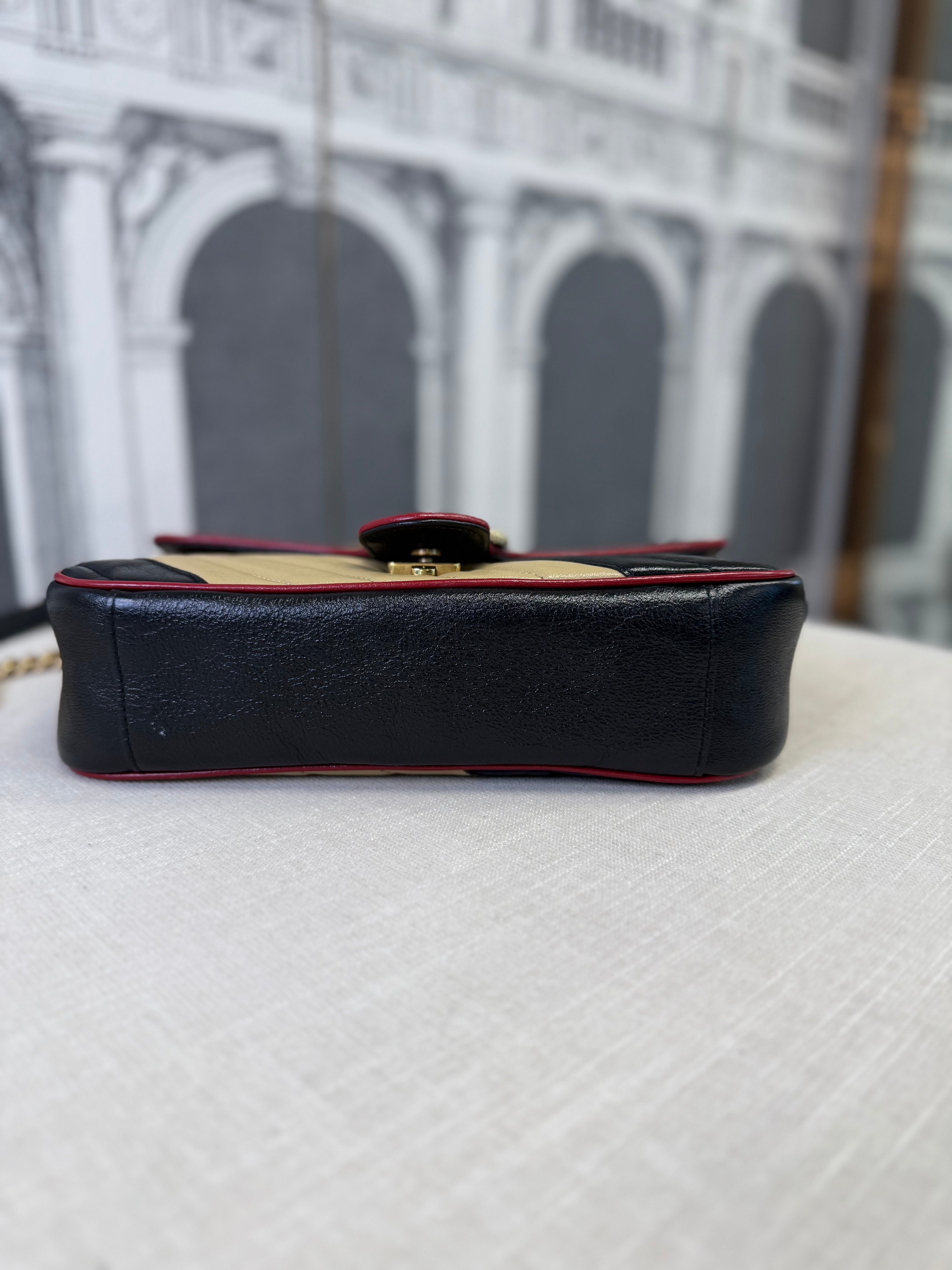 GUCCI SMALL MARMONT COLOUR BLOCK LEATHER   GHW