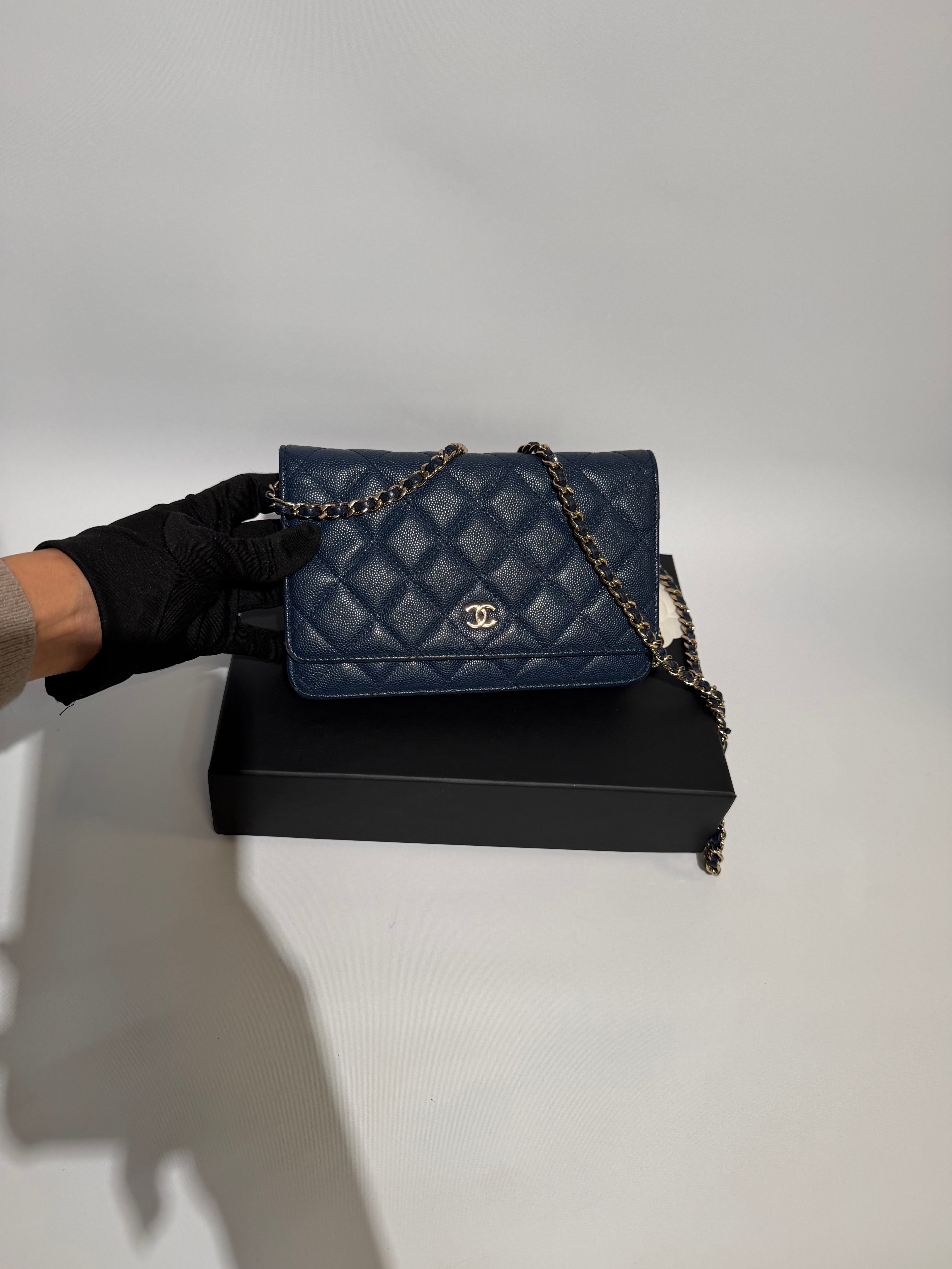CHANEL WALLET ON CHAIN CAVIAR NAVY GHW