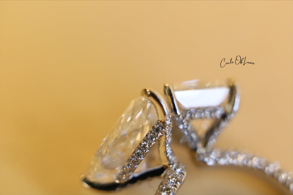 Platinum Princess Cut 2.5ct & pear shape 3.50ct  diamonds ring