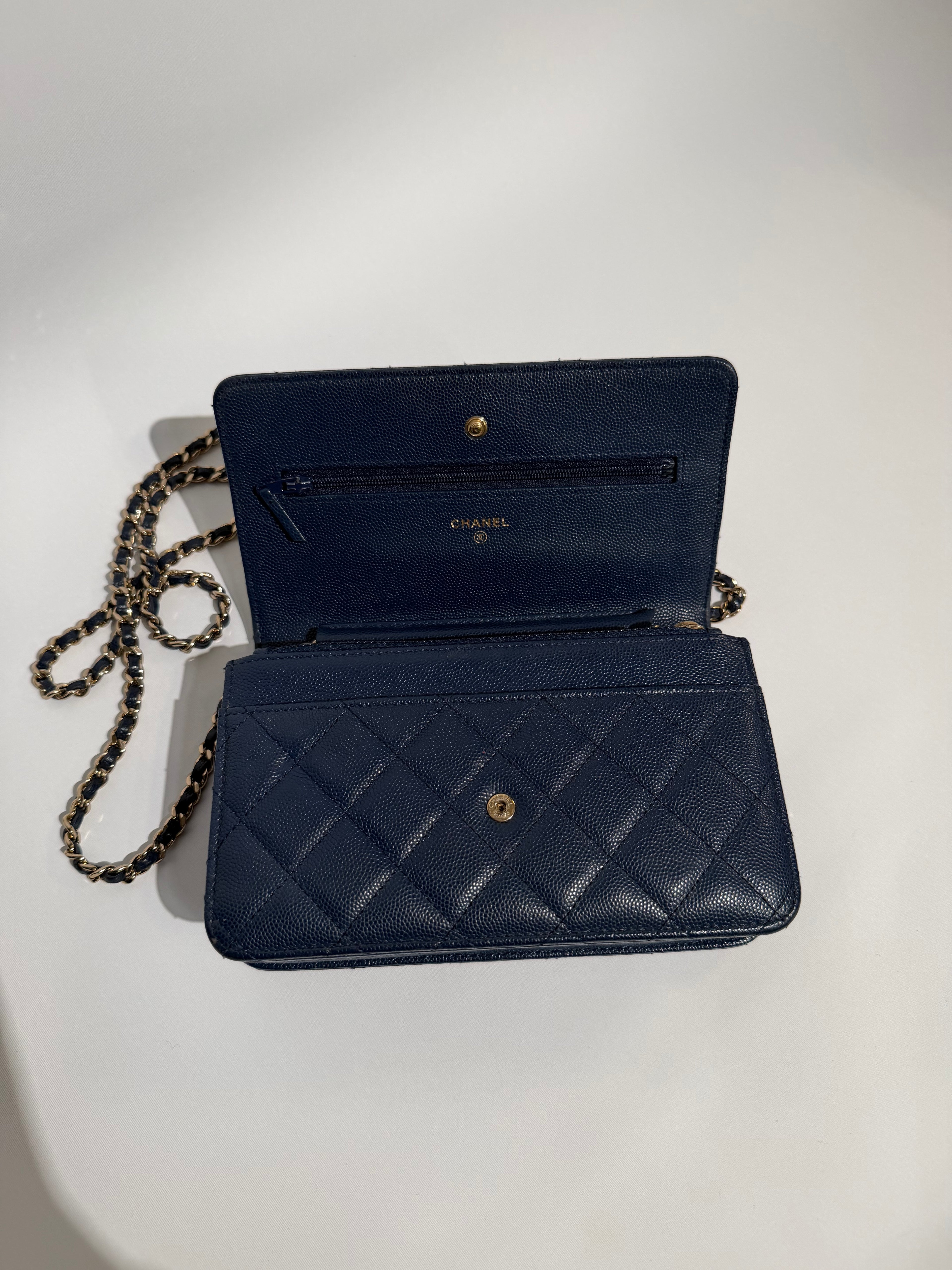 CHANEL WALLET ON CHAIN CAVIAR NAVY GHW