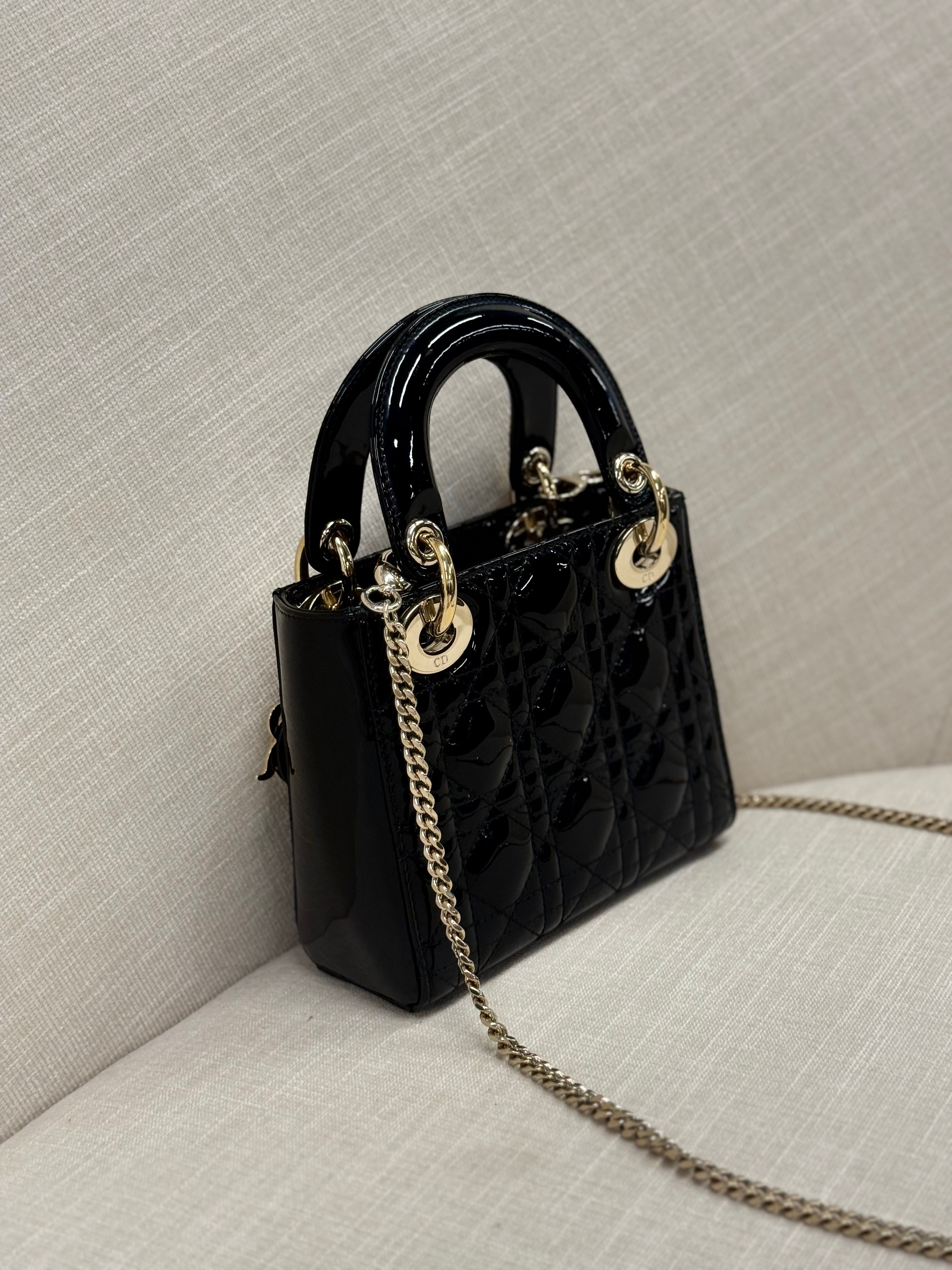 LADY DIOR MINI BLACK PATTERN GHW