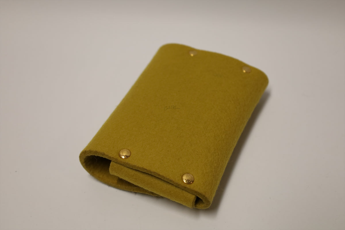 HERMES ETUI CARTE GM PLAYING CARD CASE FELT MUSTARD