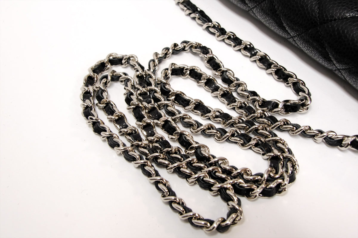 CHANEL  BLACK WALLET ON CHAIN CAVIAR SHW
