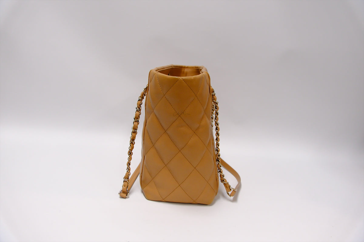 CHANEL DARK BEIGE SMALL TOTE CAVIAR GHW