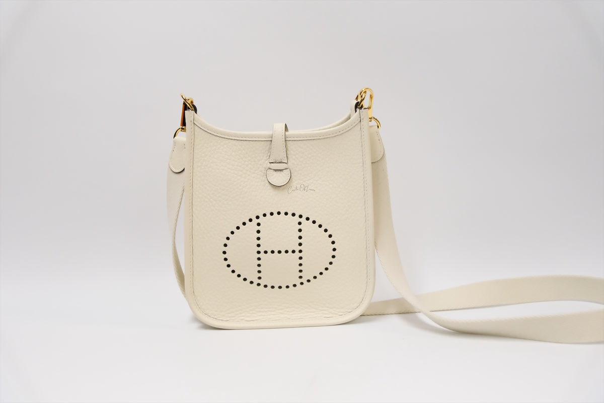 HERMES MINI EVELYNE CREAM GHW STAMP K