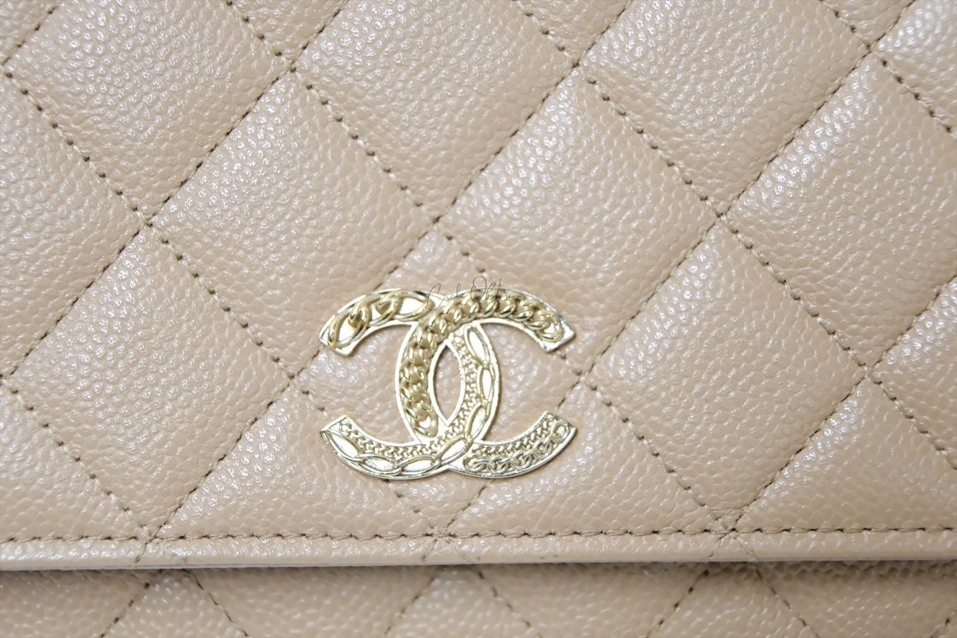 CHANEL WALLET ON CHAIN BEIGE CAVIAR GHW