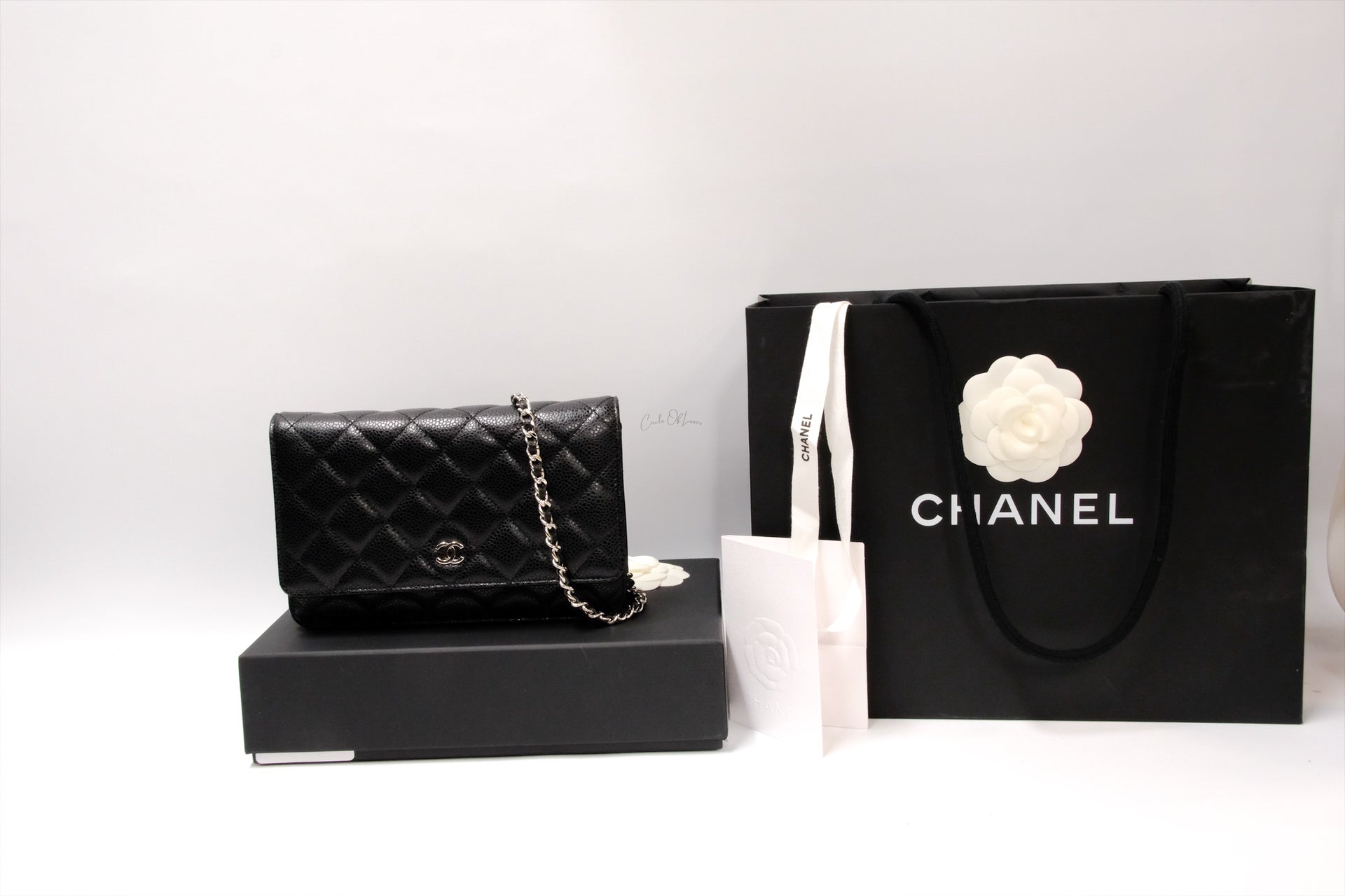 CHANEL  BLACK WALLET ON CHAIN CAVIAR SHW