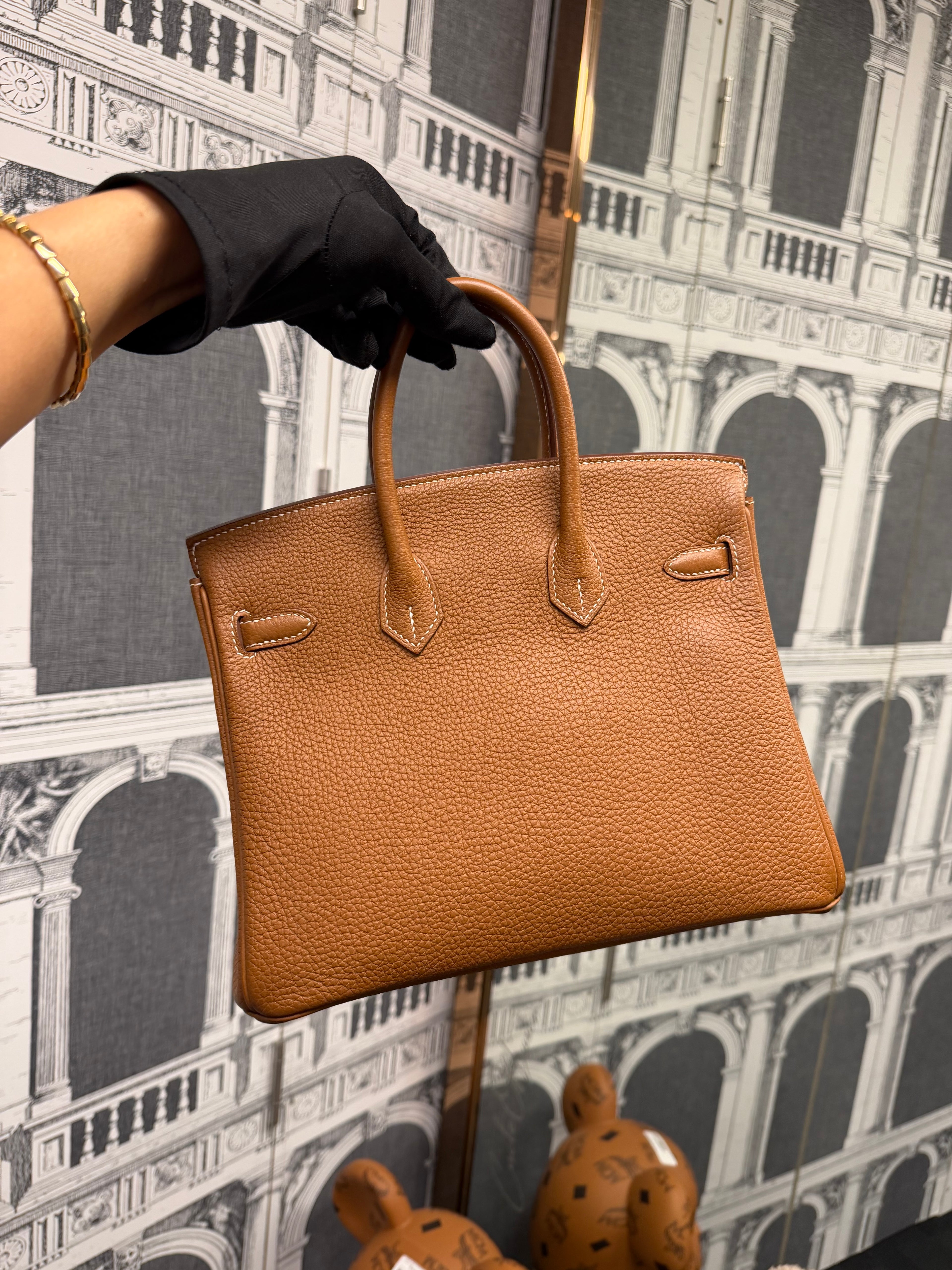 HERMES BIRKIN 25 GOLD PHW TOGO STAMP U