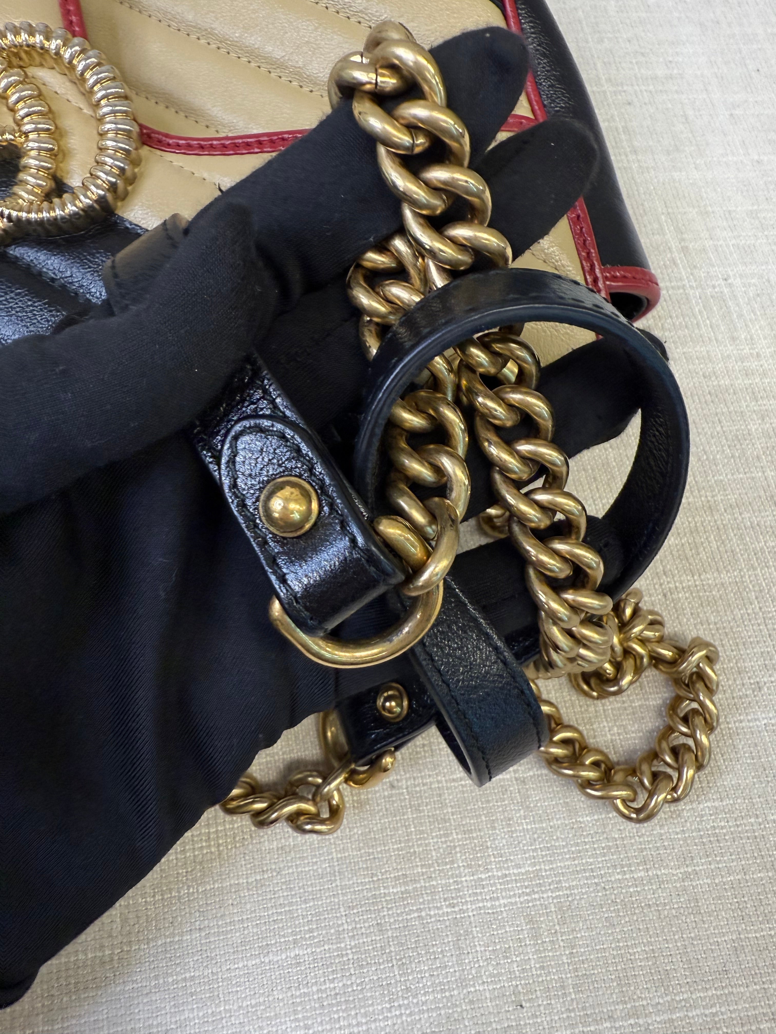 GUCCI SMALL MARMONT COLOUR BLOCK LEATHER   GHW