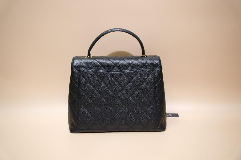 CHANEL KELLY VINTAGE BLACK QUILTED CAVIAR GHW