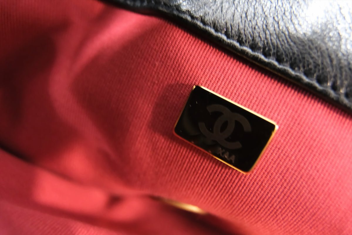 CHANEL C19 SMALL BLACK LAMBSKIN