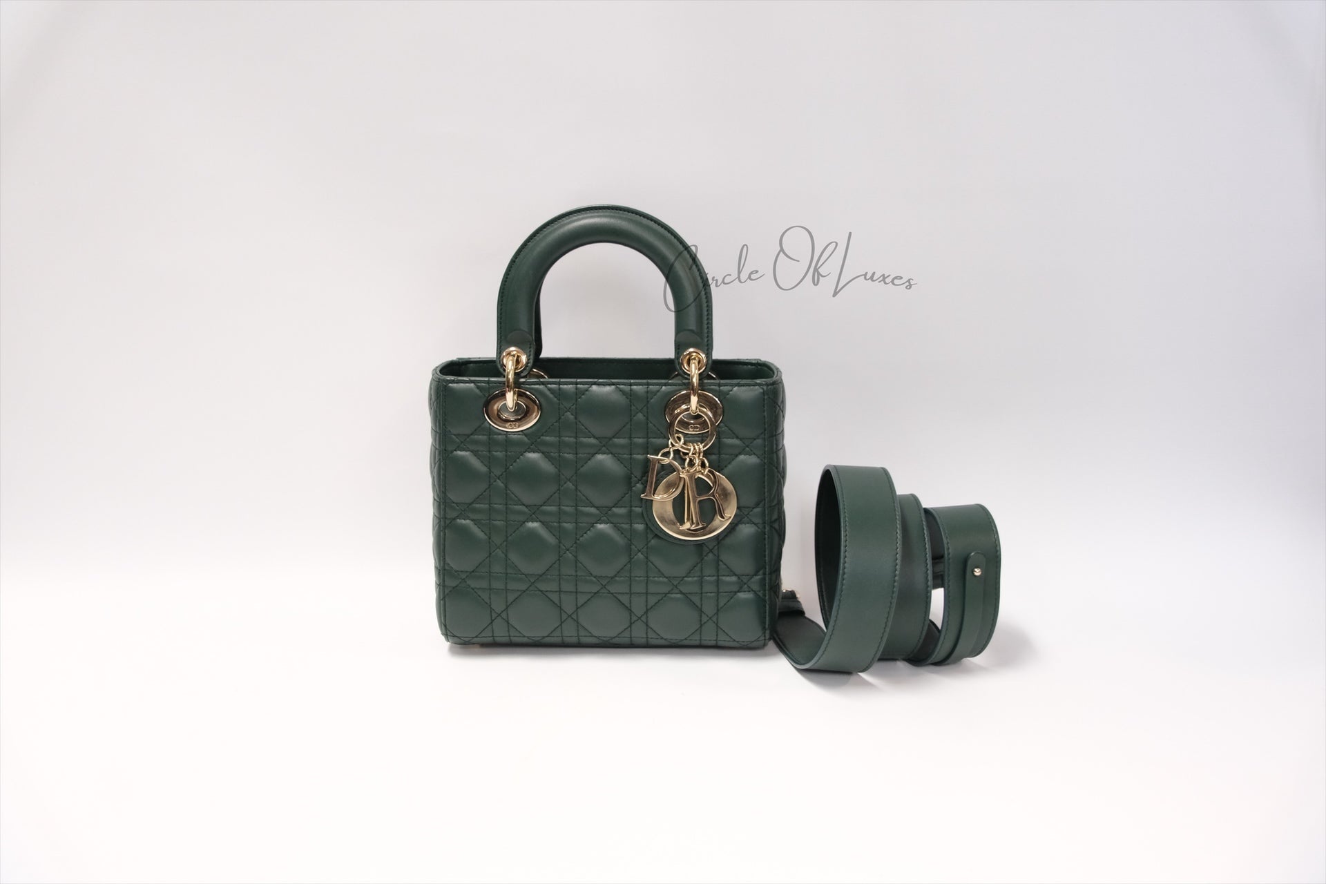 LADY DIOR SMALL DARK GREEN GHW