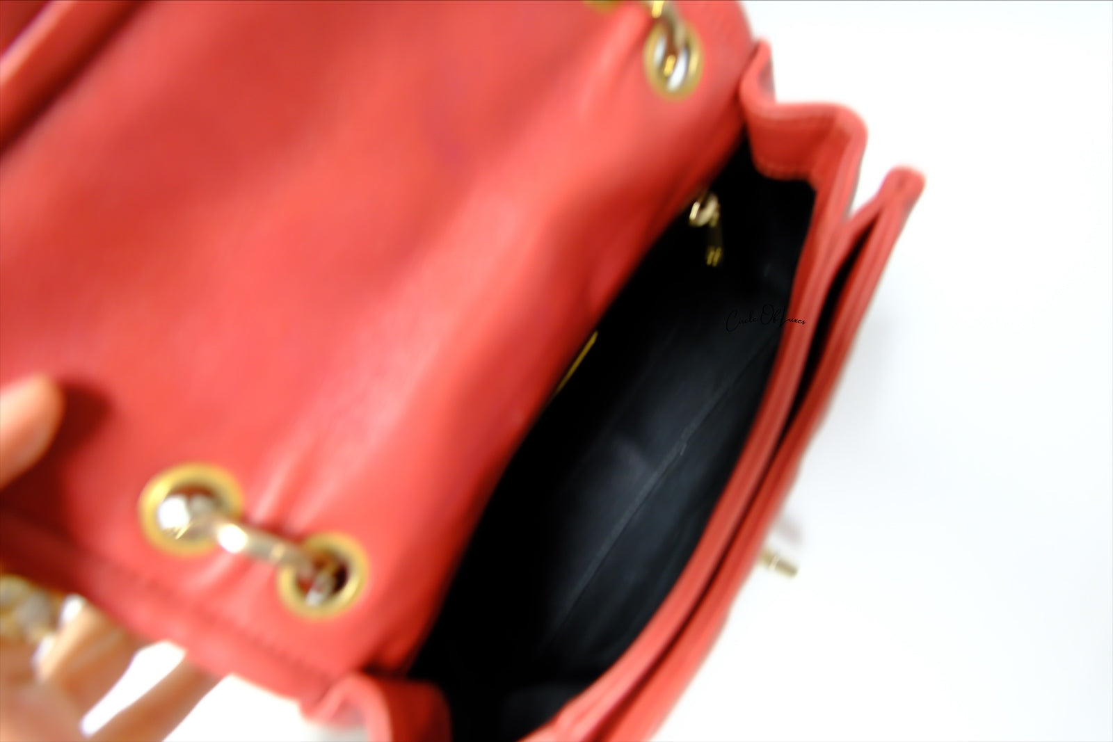 CHANEL CHAIN LINKED CC FLAP LAMSKIN RED GAHW