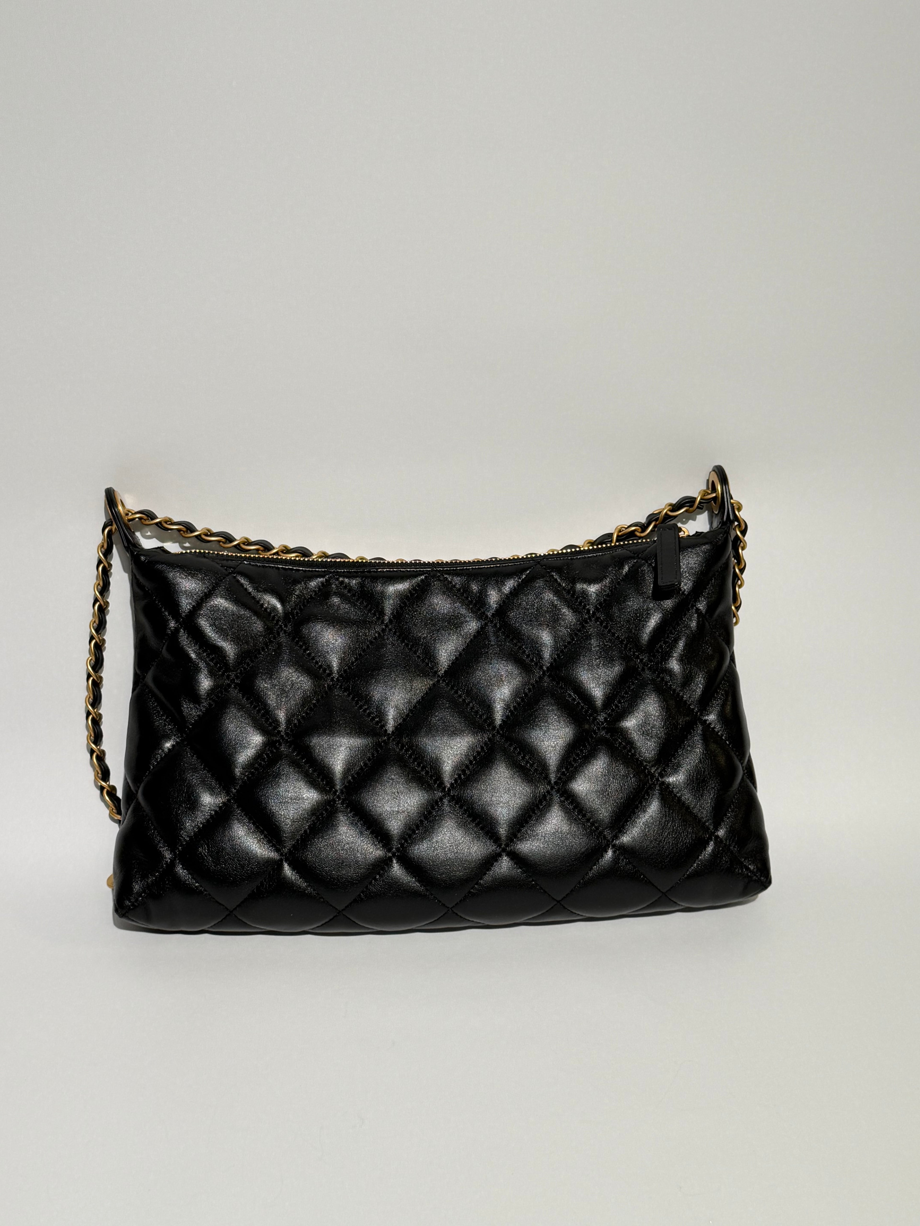 CHANEL HOBO 25s 26cm BLACK GHW (FULLSET)