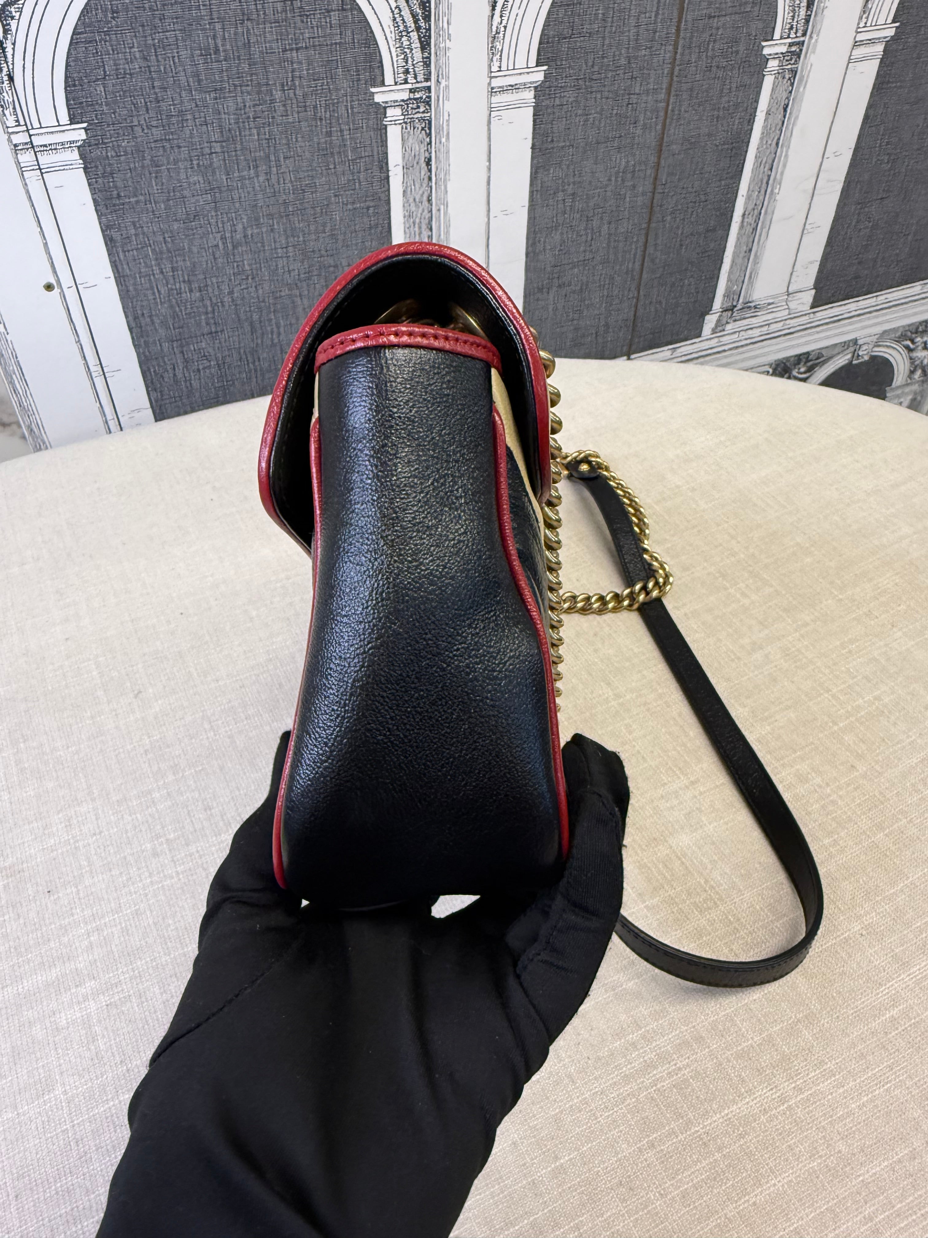 GUCCI SMALL MARMONT COLOUR BLOCK LEATHER   GHW