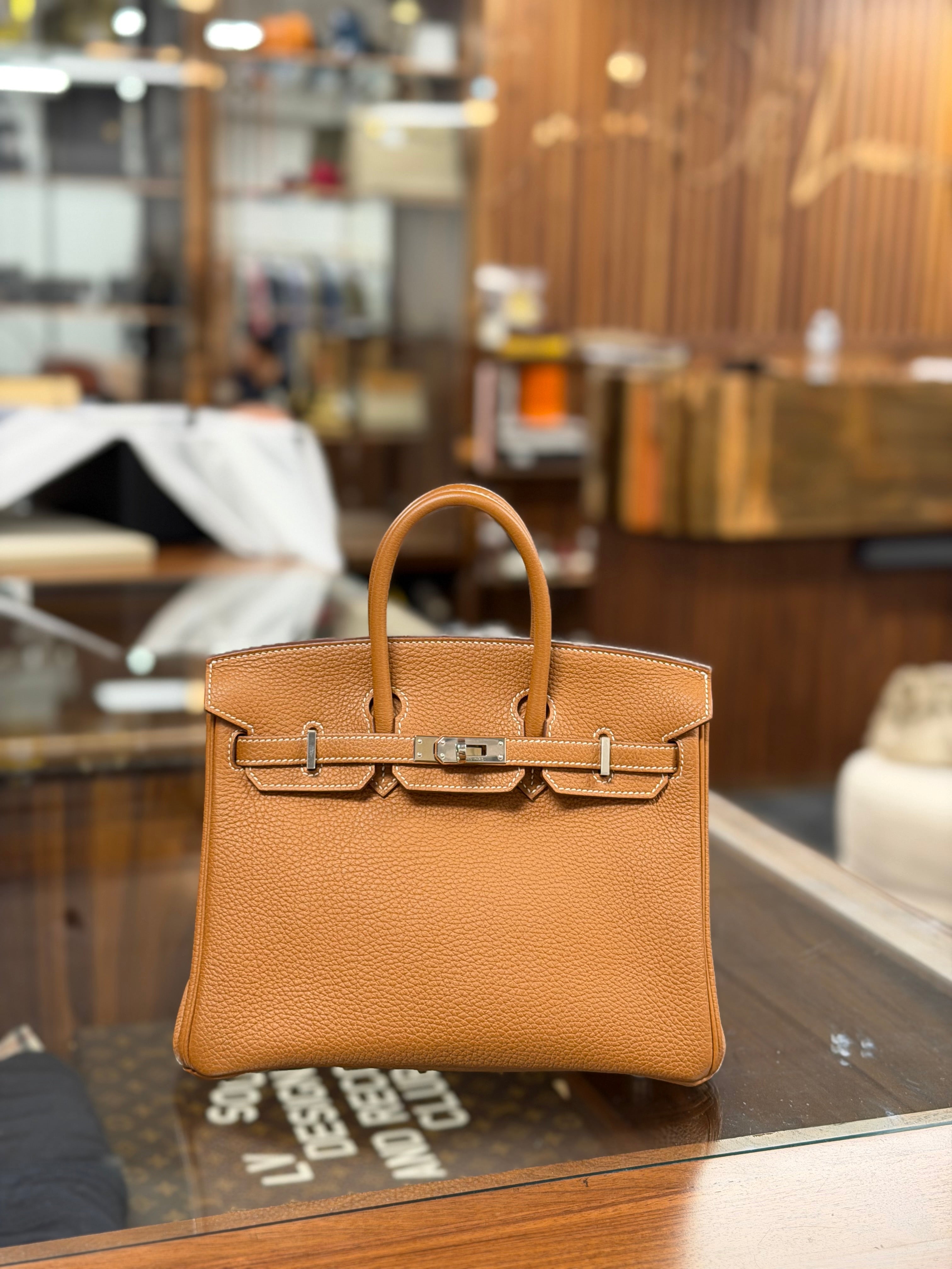 HERMES BIRKIN 25 GOLD PHW TOGO STAMP U
