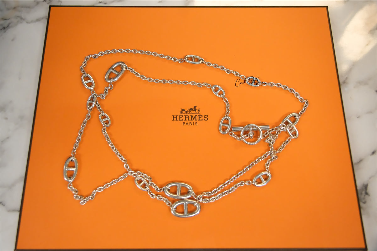 HERMES  SILVER 160cm NECKLACE