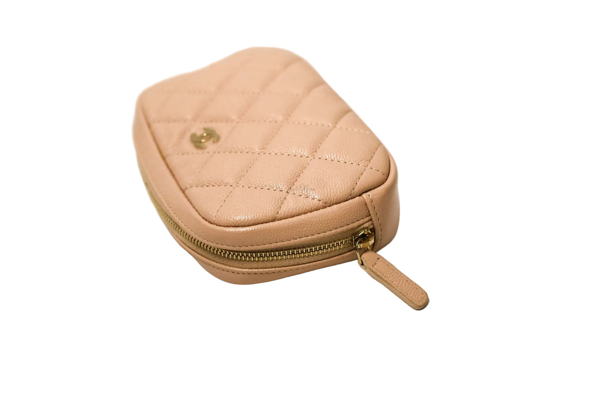 CHANEL LIGHT PINK POUCH CAVIAR GHW CURVY