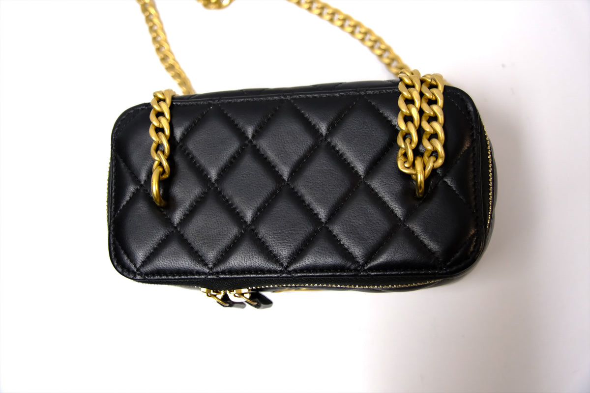 CHANEL CAMELIE CHARM BLACK LONG VANITY LAMSKIN GHW