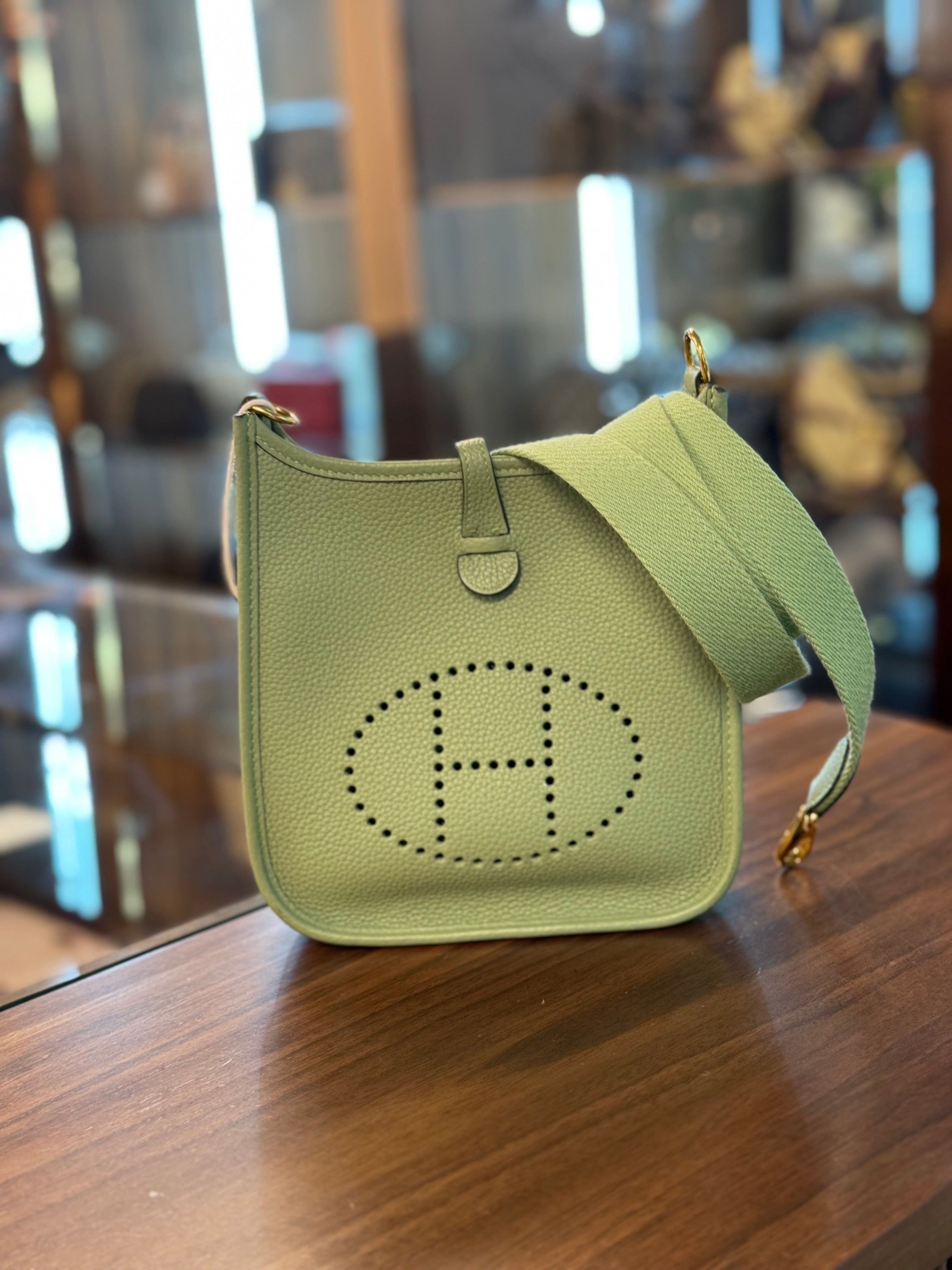 HERMES MINI EVELYN VERT CRIQUET MAURCIE GHW