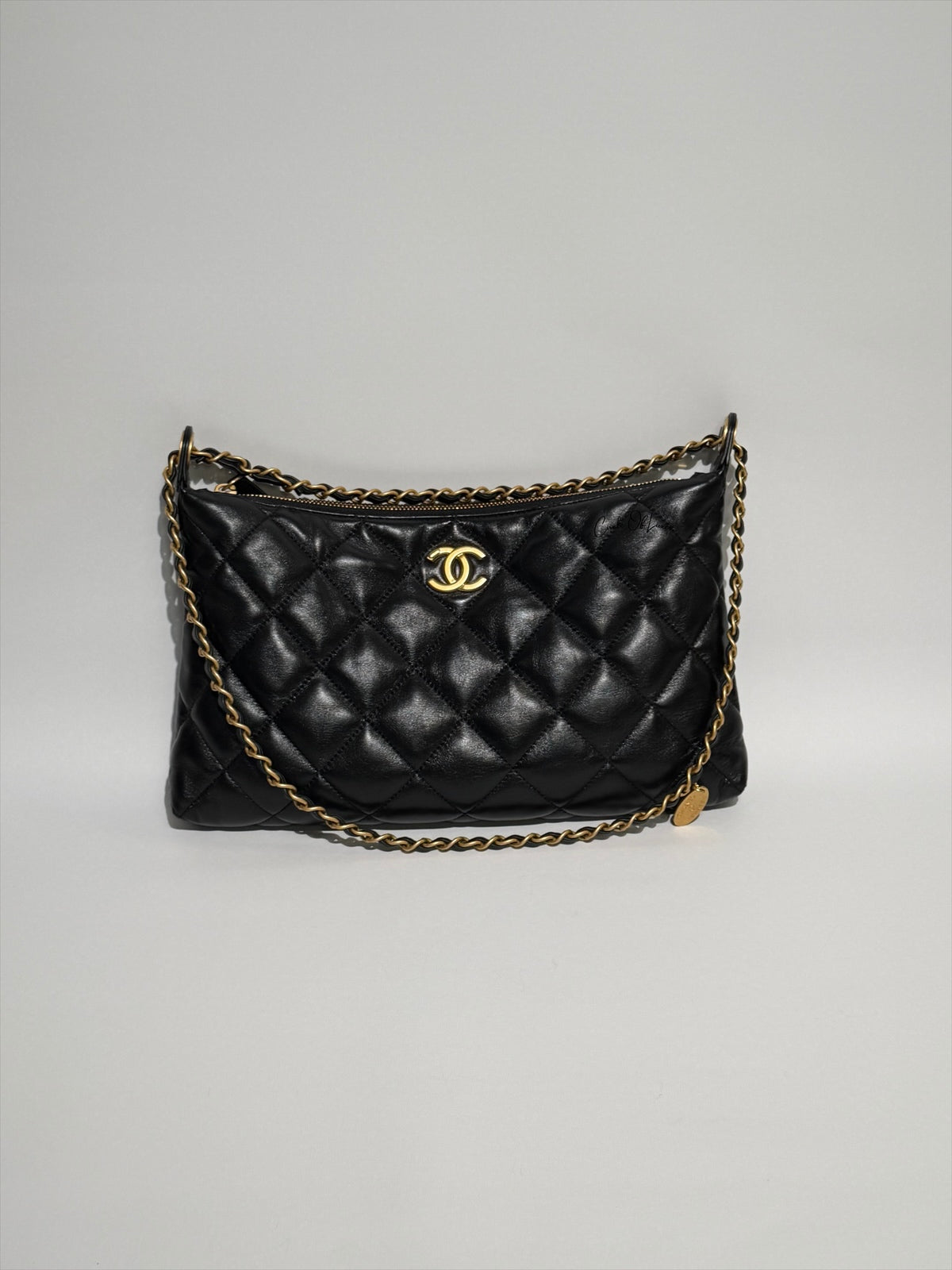 CHANEL HOBO 25s 26cm BLACK GHW (FULLSET)