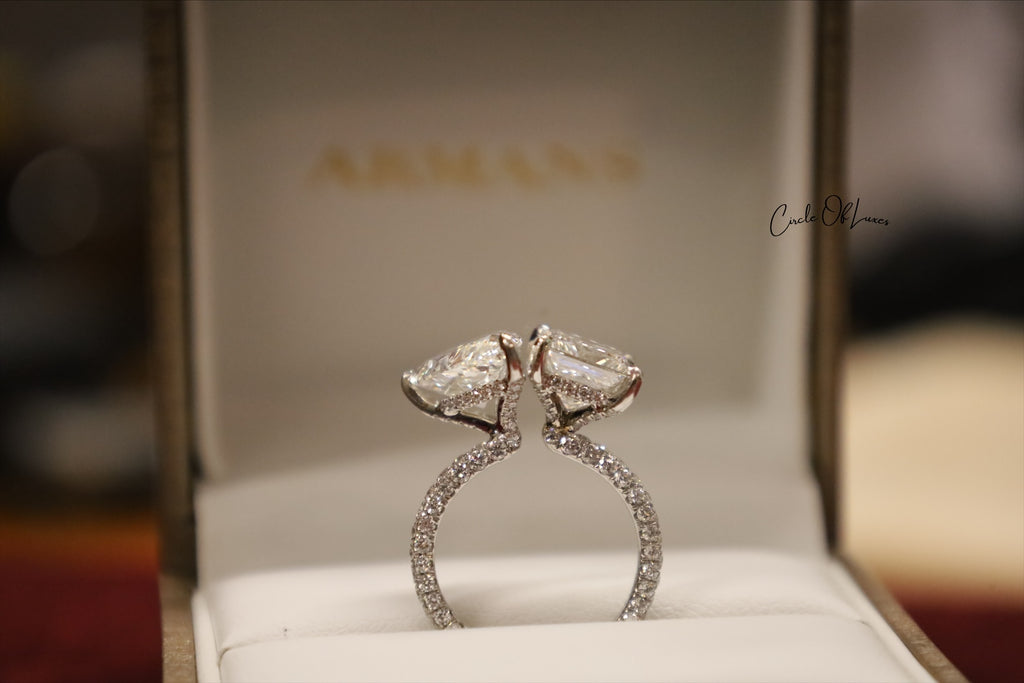 Platinum Princess Cut 2.5ct & pear shape 3.50ct  diamonds ring