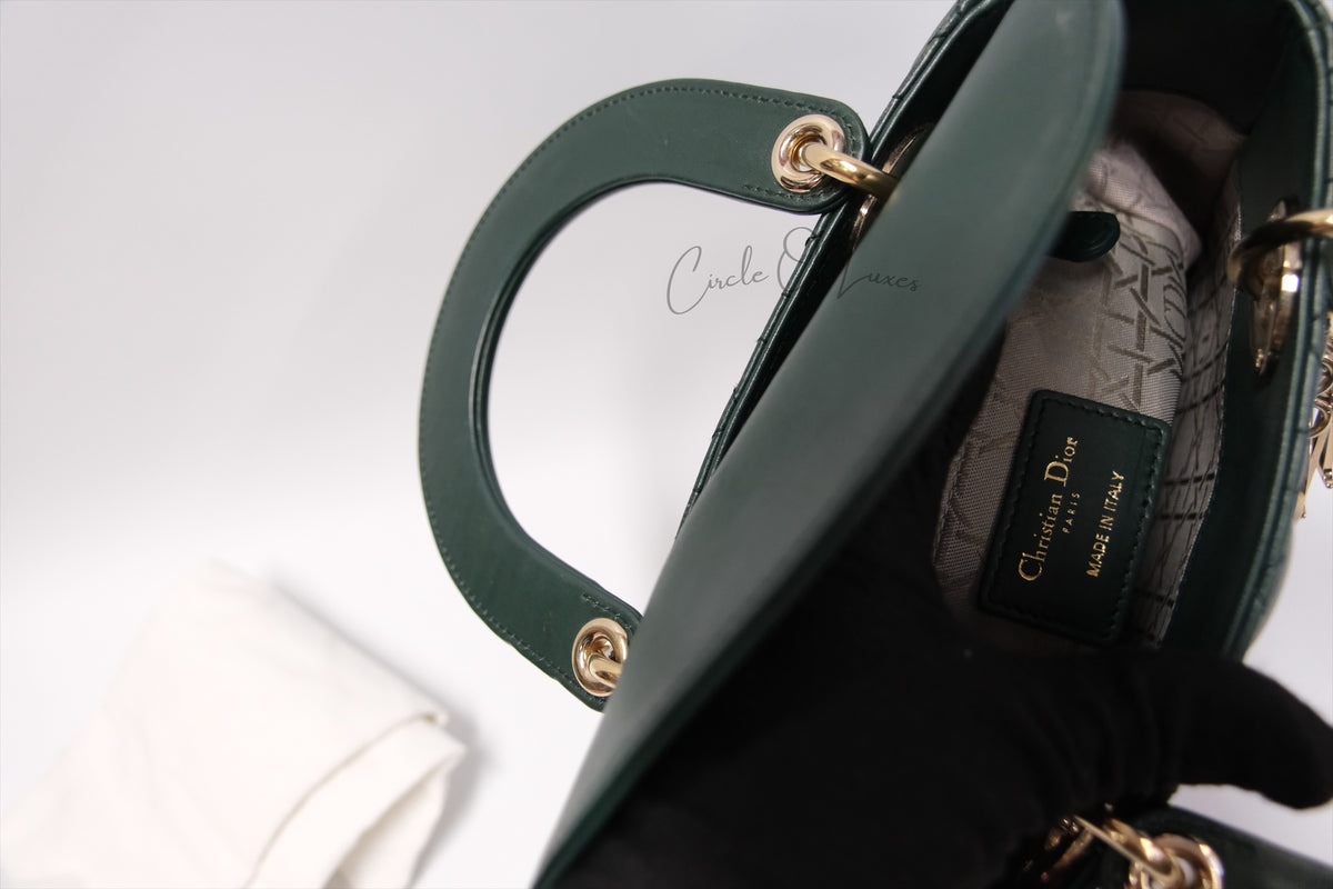LADY DIOR SMALL DARK GREEN GHW