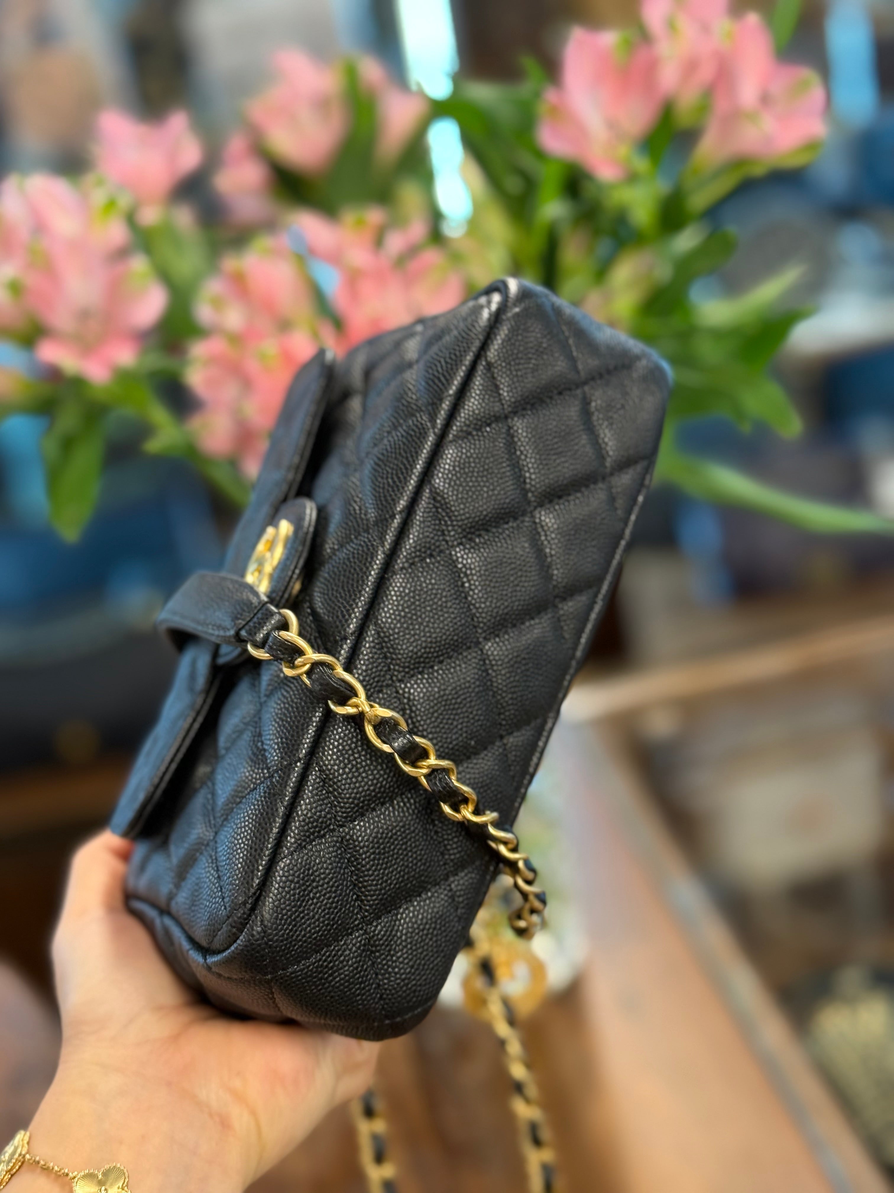 CHANEL SMALL HOBO  CROSSBODY CAVIAR  BLACK GHW