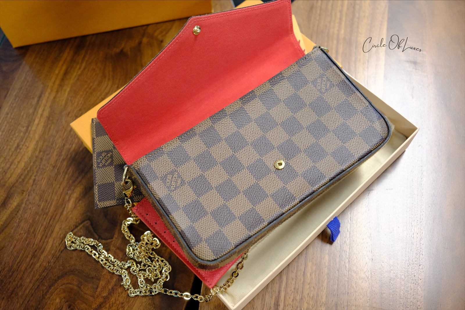 FELEICE POCHETTE DAMIER EBEN ,FULLSET