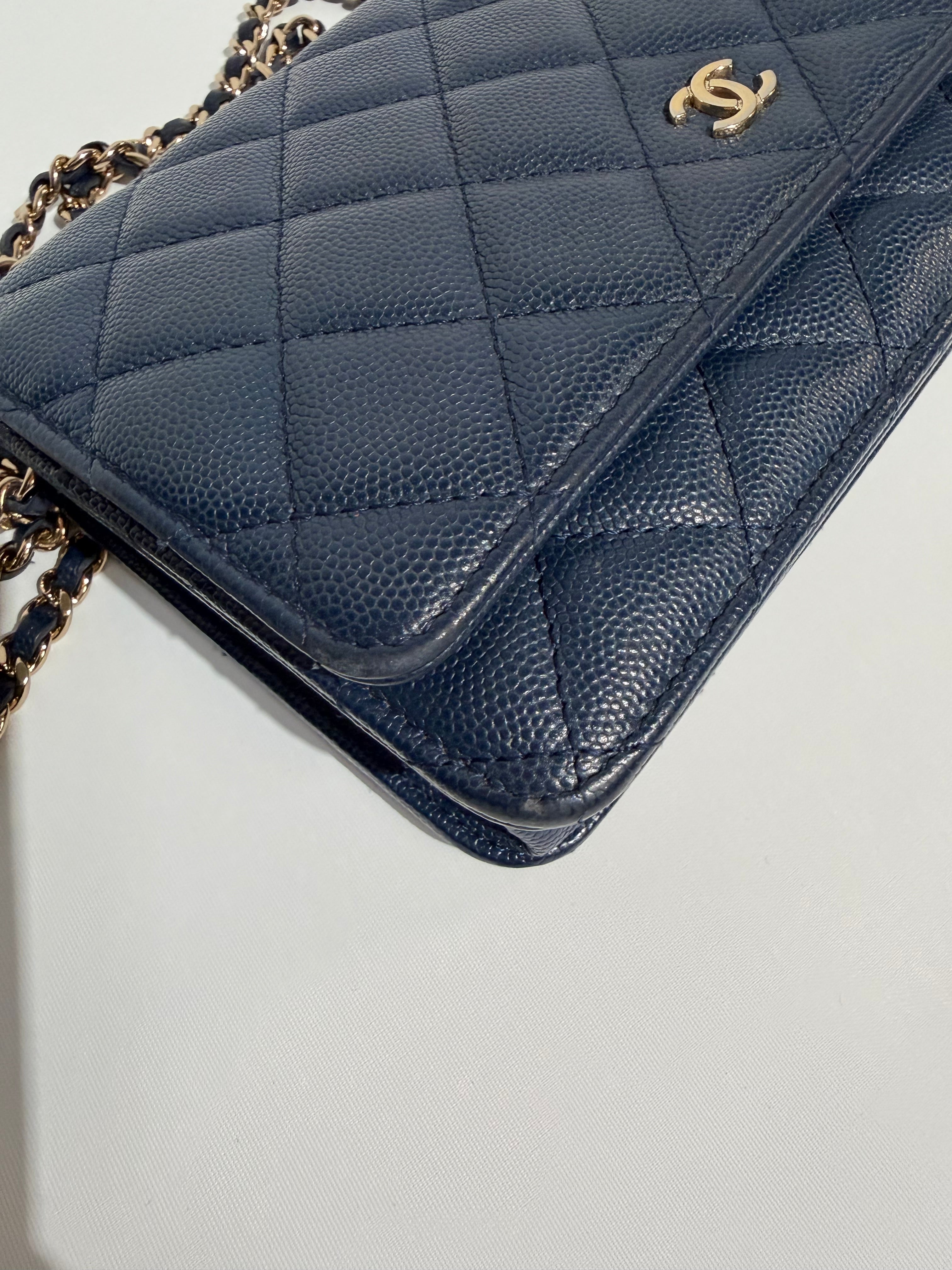 CHANEL WALLET ON CHAIN CAVIAR NAVY GHW