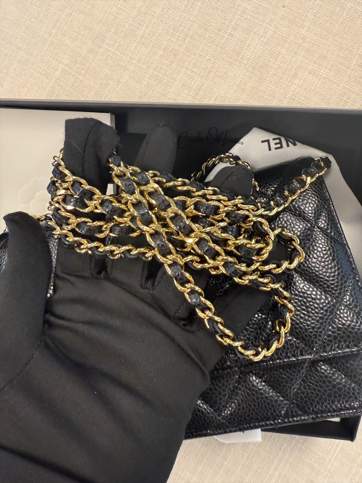 CHANEL WOC BLACK CAVIAR GHW (microchip)