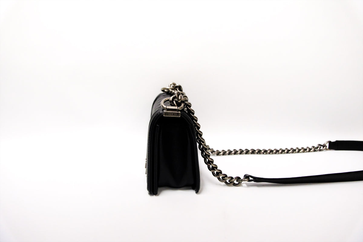 CHANEL SMALL BOY CAVIAR BLACK RHW