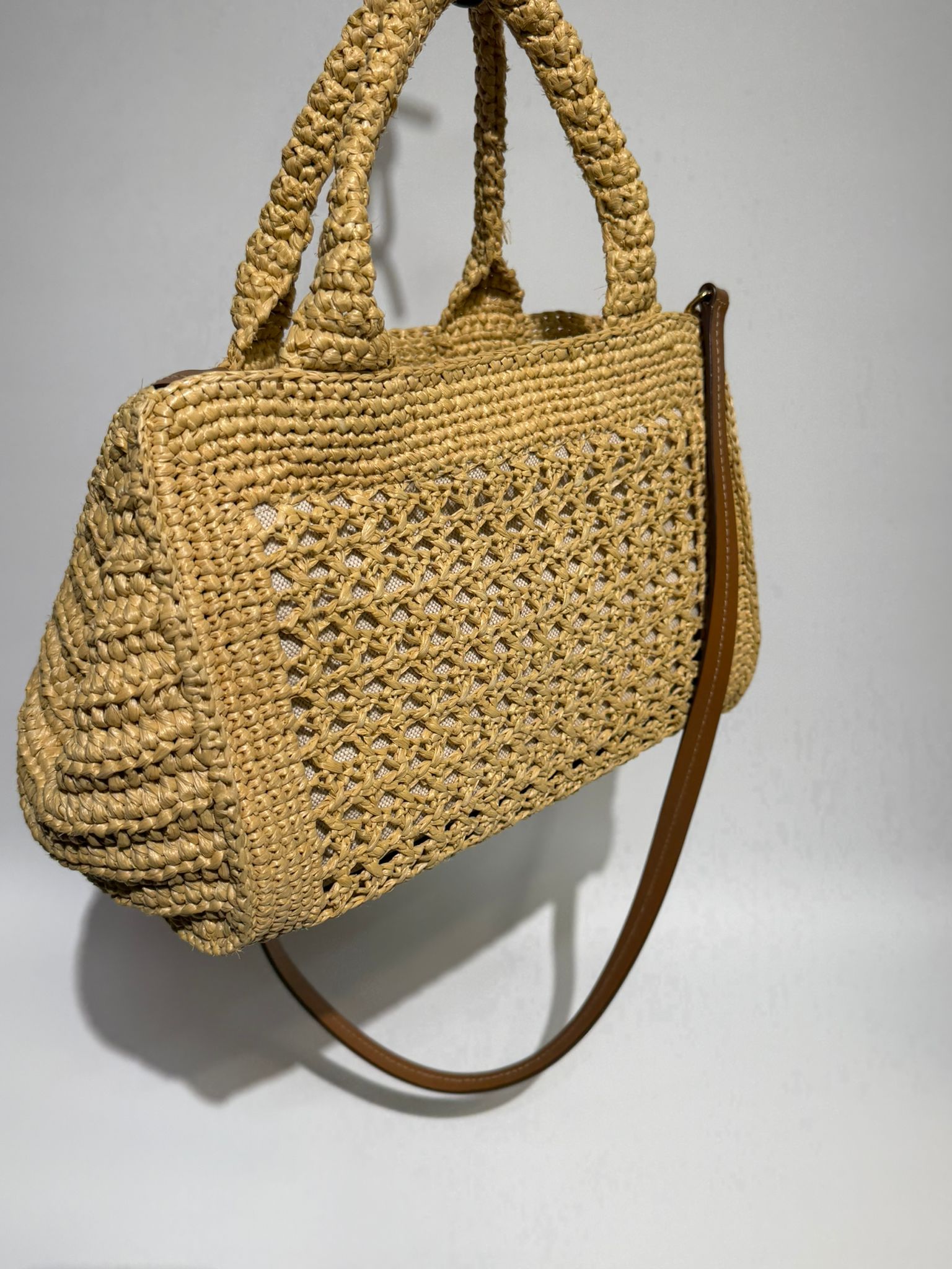 MIU MIU RAFFIA CROCHET SMALL BAG