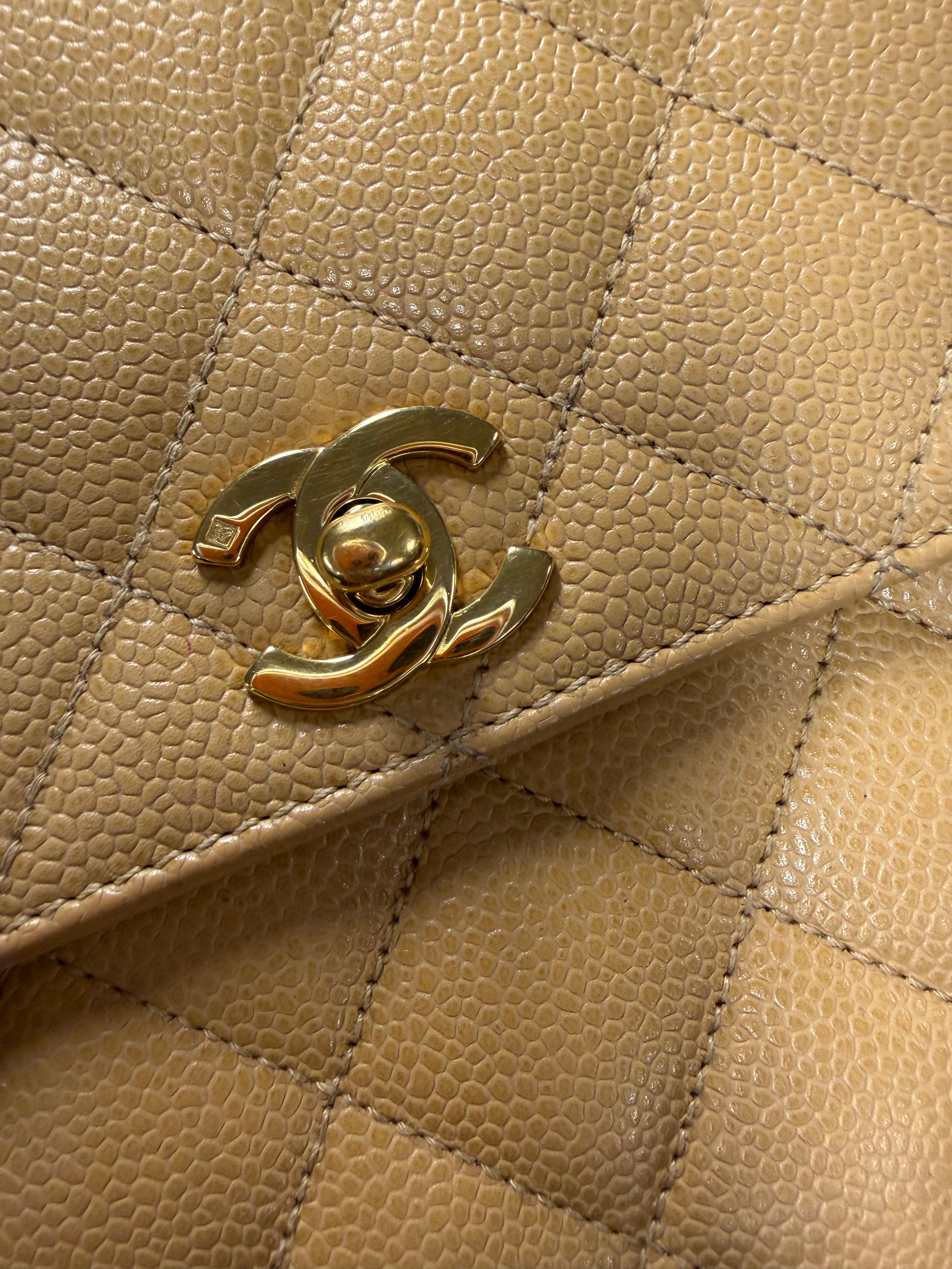 C C KELLY TOP HANDLE CAVIAR BEIGE GHW VINTAGE